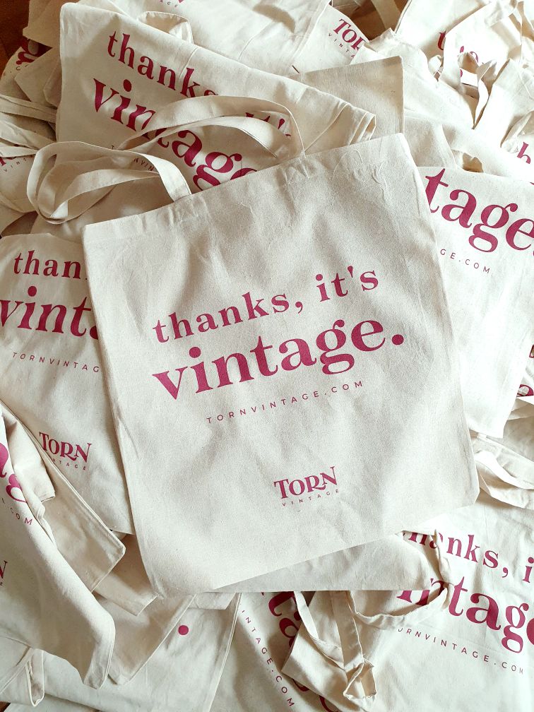 ‘thanks, it’s vintage’ 100% Cotton Tote Bag - Image 3