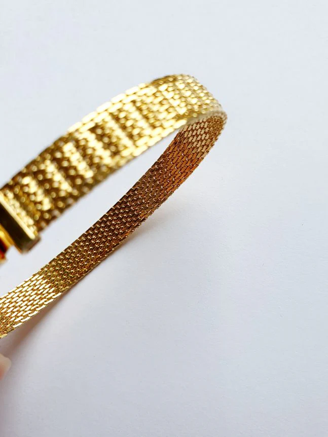 Thin Vintage Gold Plated Flat Mesh Bracelet - Image 5
