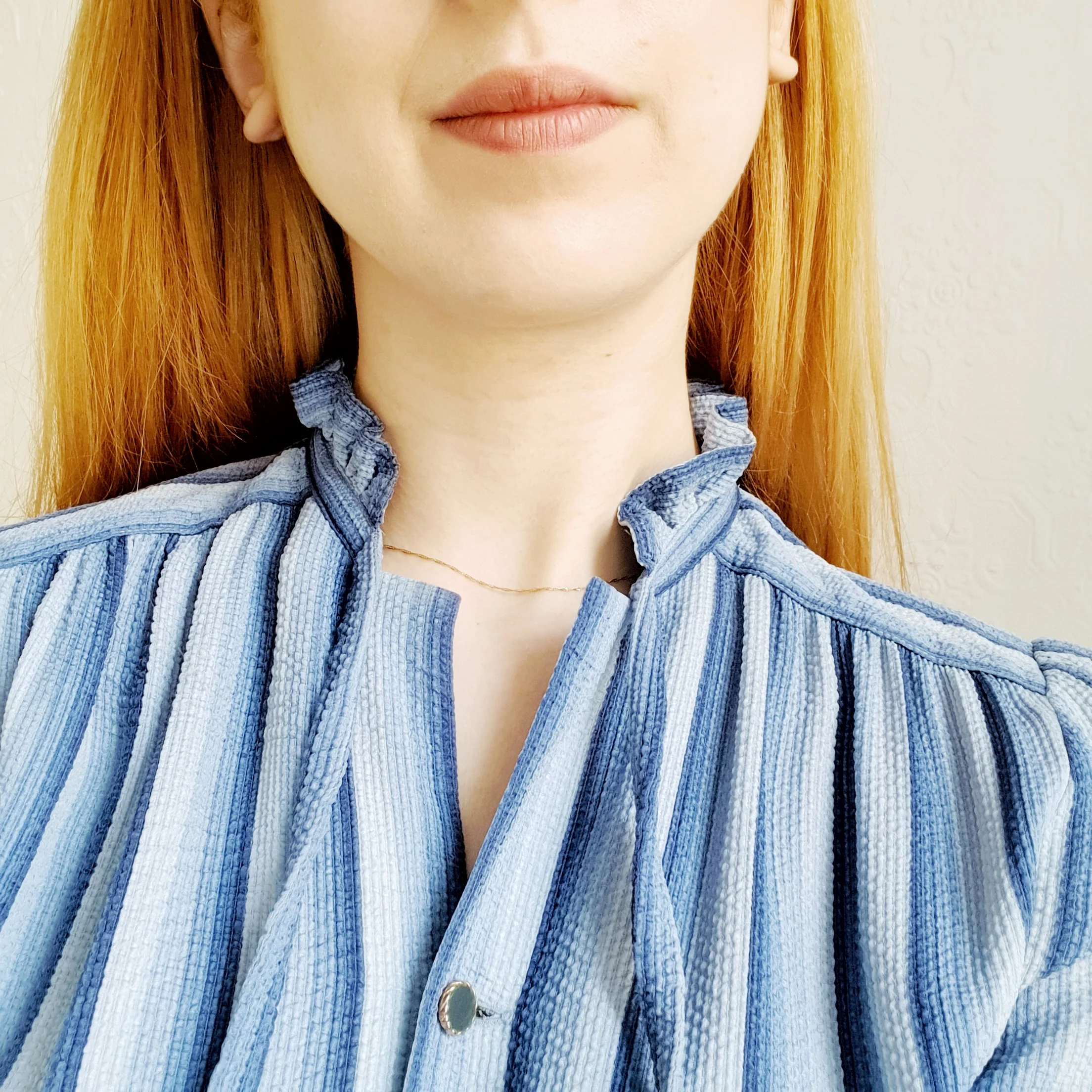 Vintage 100% Silk Blue Striped Dress - M - Image 5