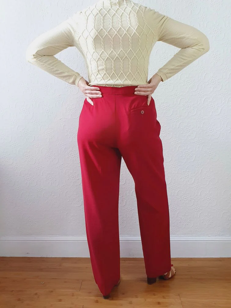 Vintage 100% Wool High Waisted Red Dress Trousers - M - Image 12