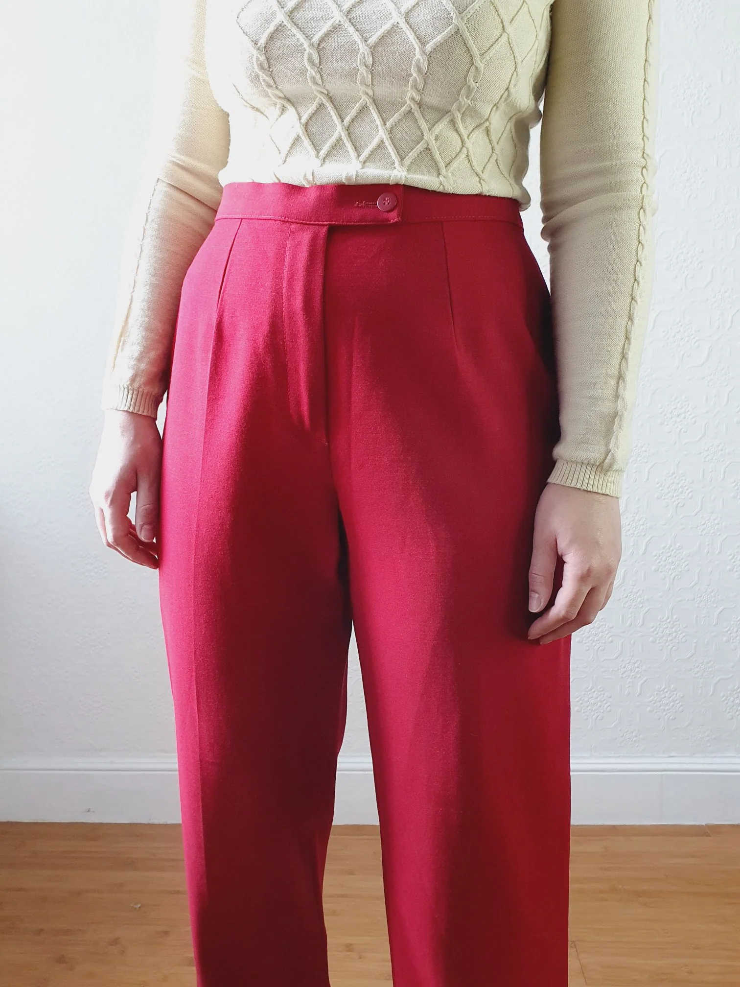 Vintage 100% Wool High Waisted Red Dress Trousers - M - Image 6