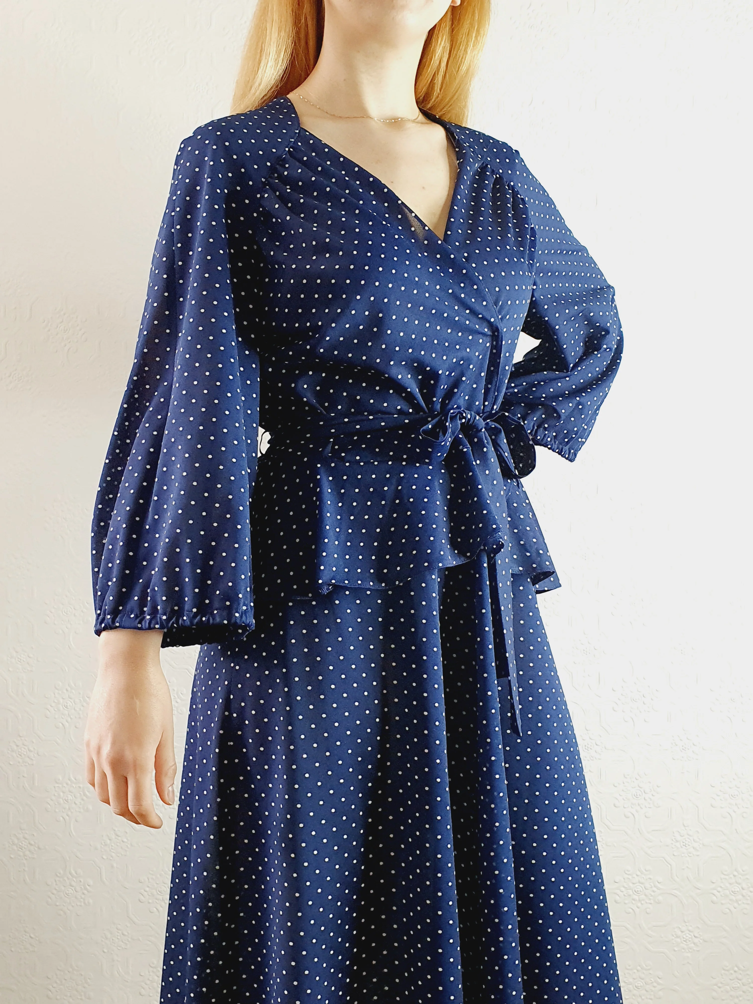 Vintage 1980s Polka Dot Dress - M - Image 3