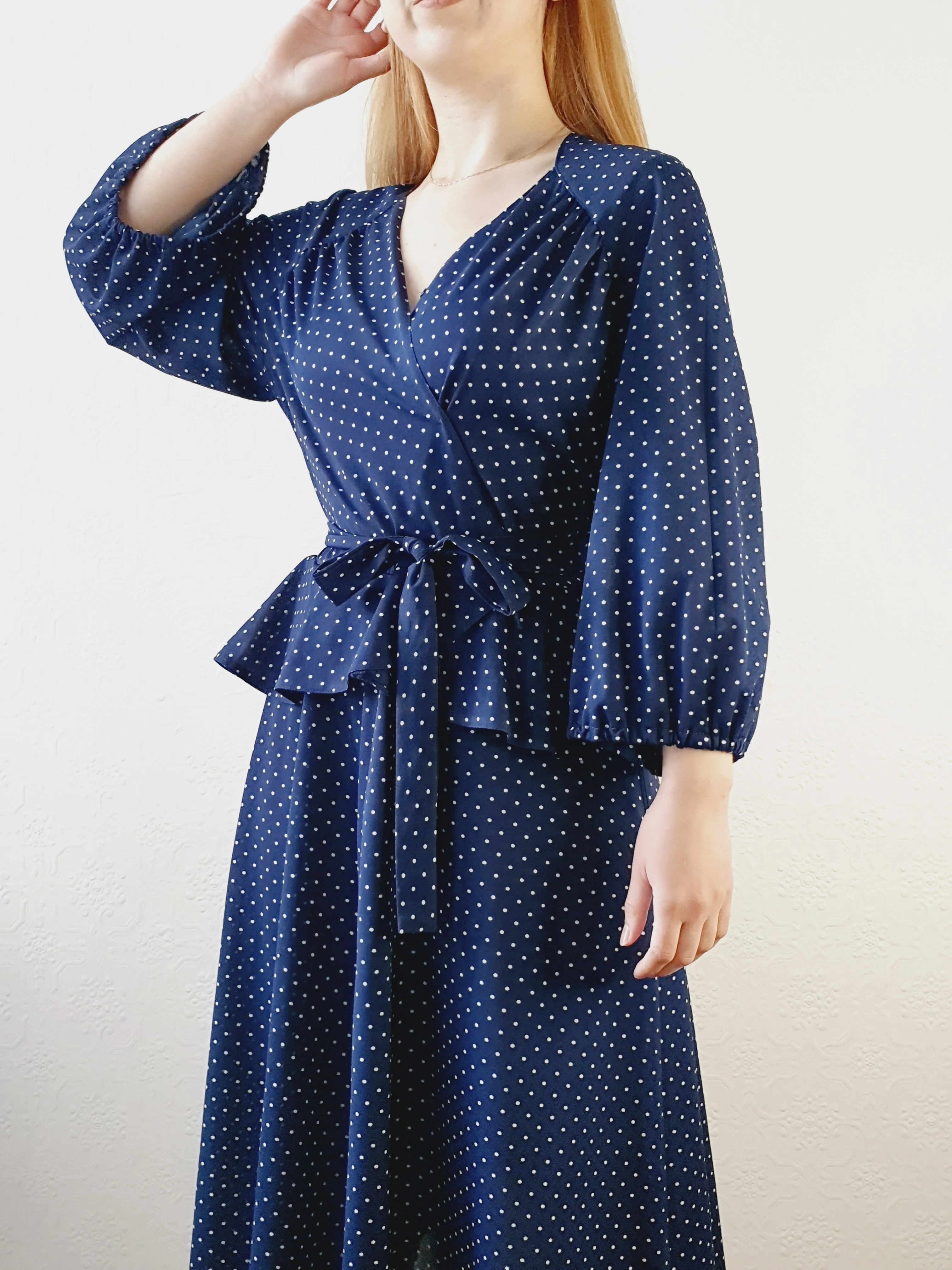 Vintage 1980s Polka Dot Dress - M - Image 6