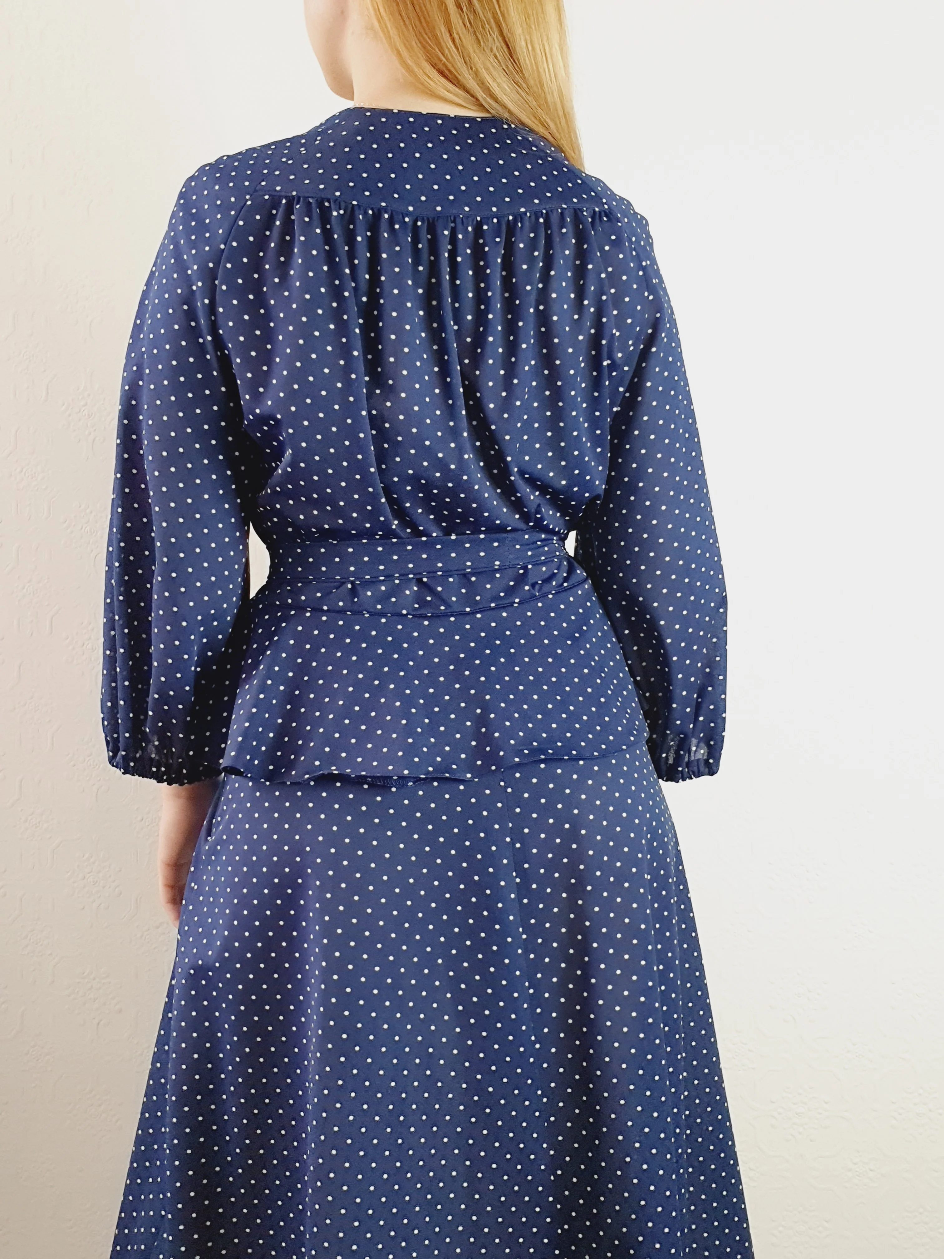 Vintage 1980s Polka Dot Dress - M - Image 7