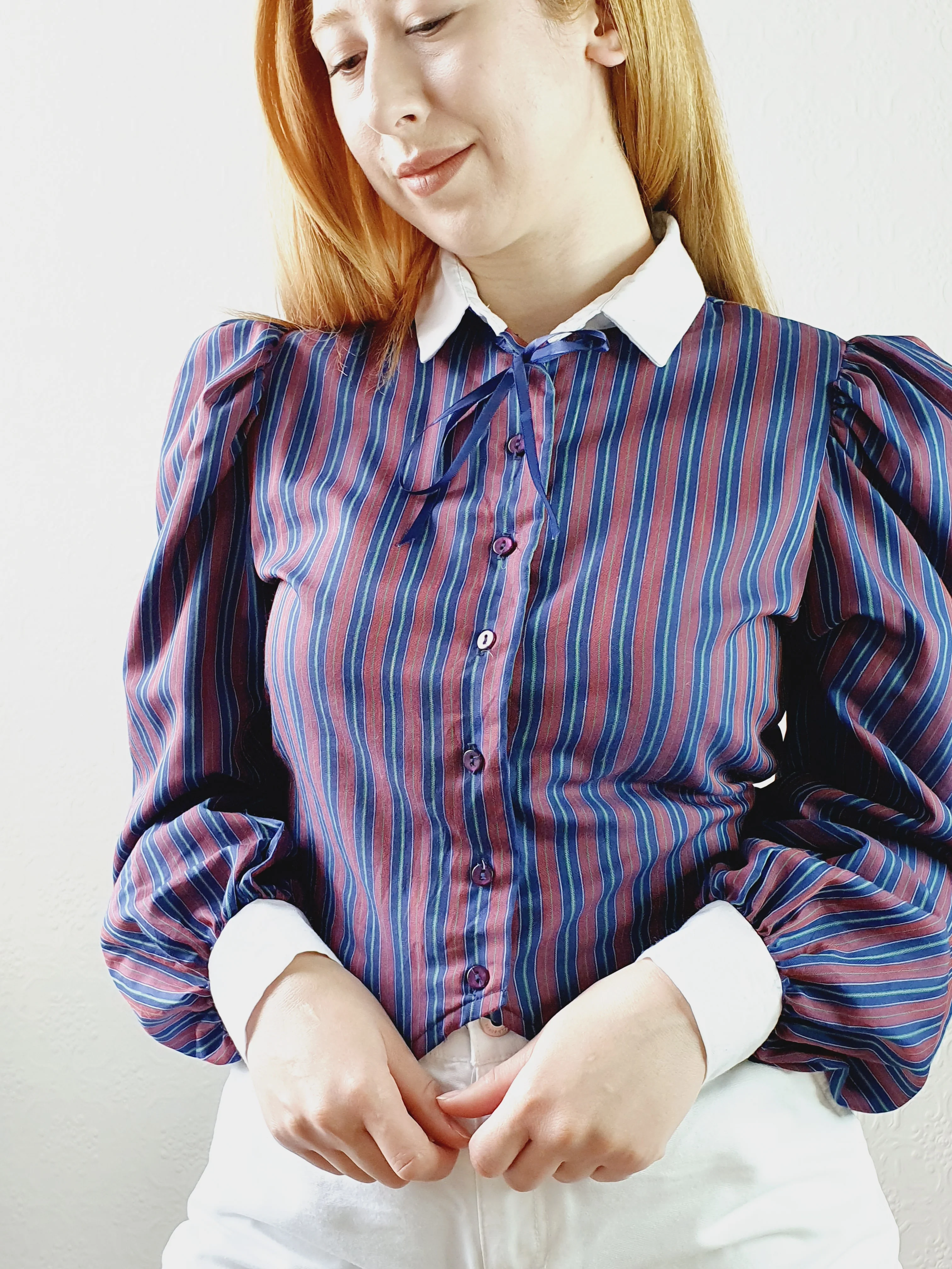 Vintage 1980s Victorian Style Blouse • XS-M