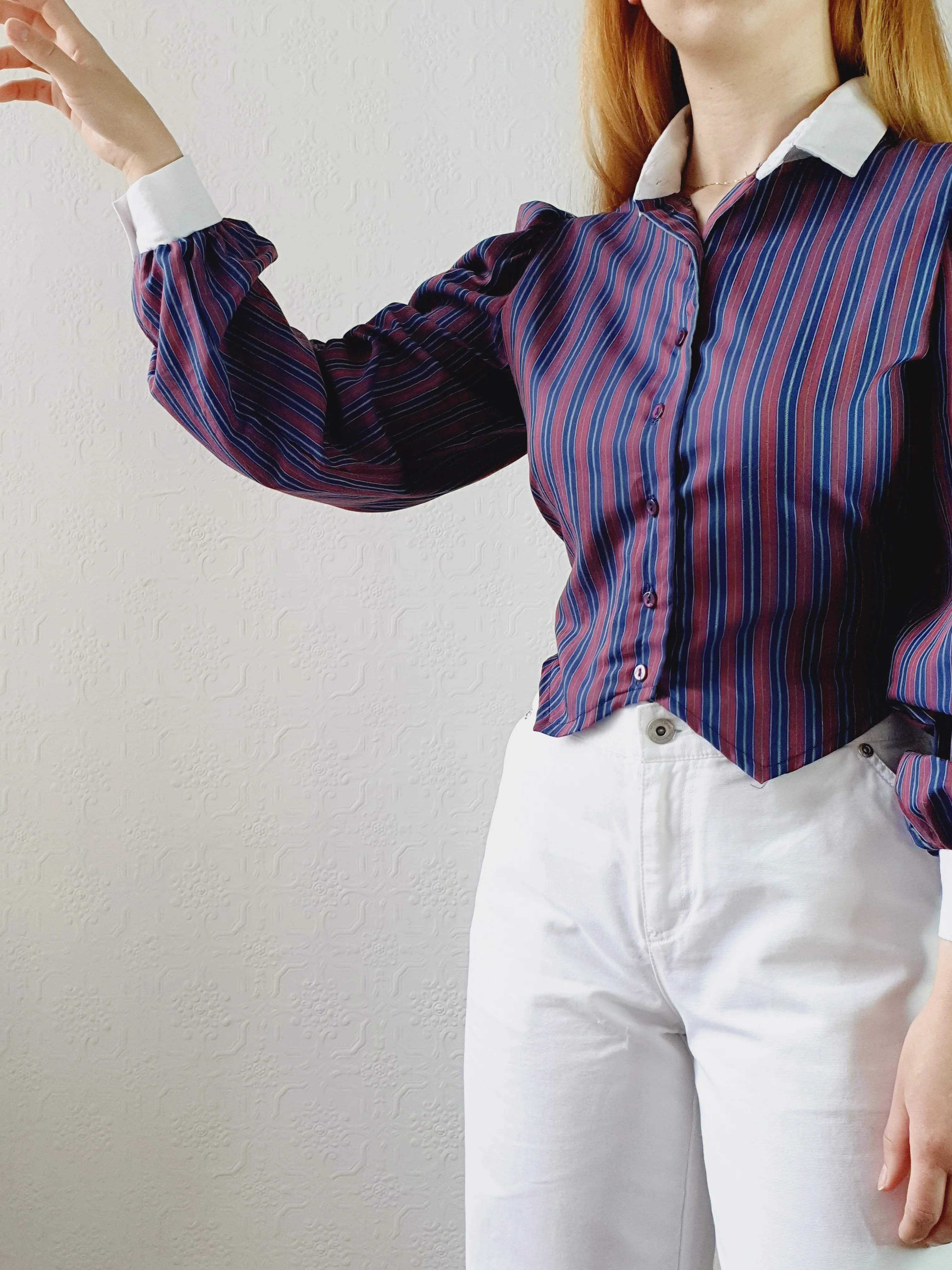 Vintage 1980s Victorian Style Blouse • XS-M - Image 4