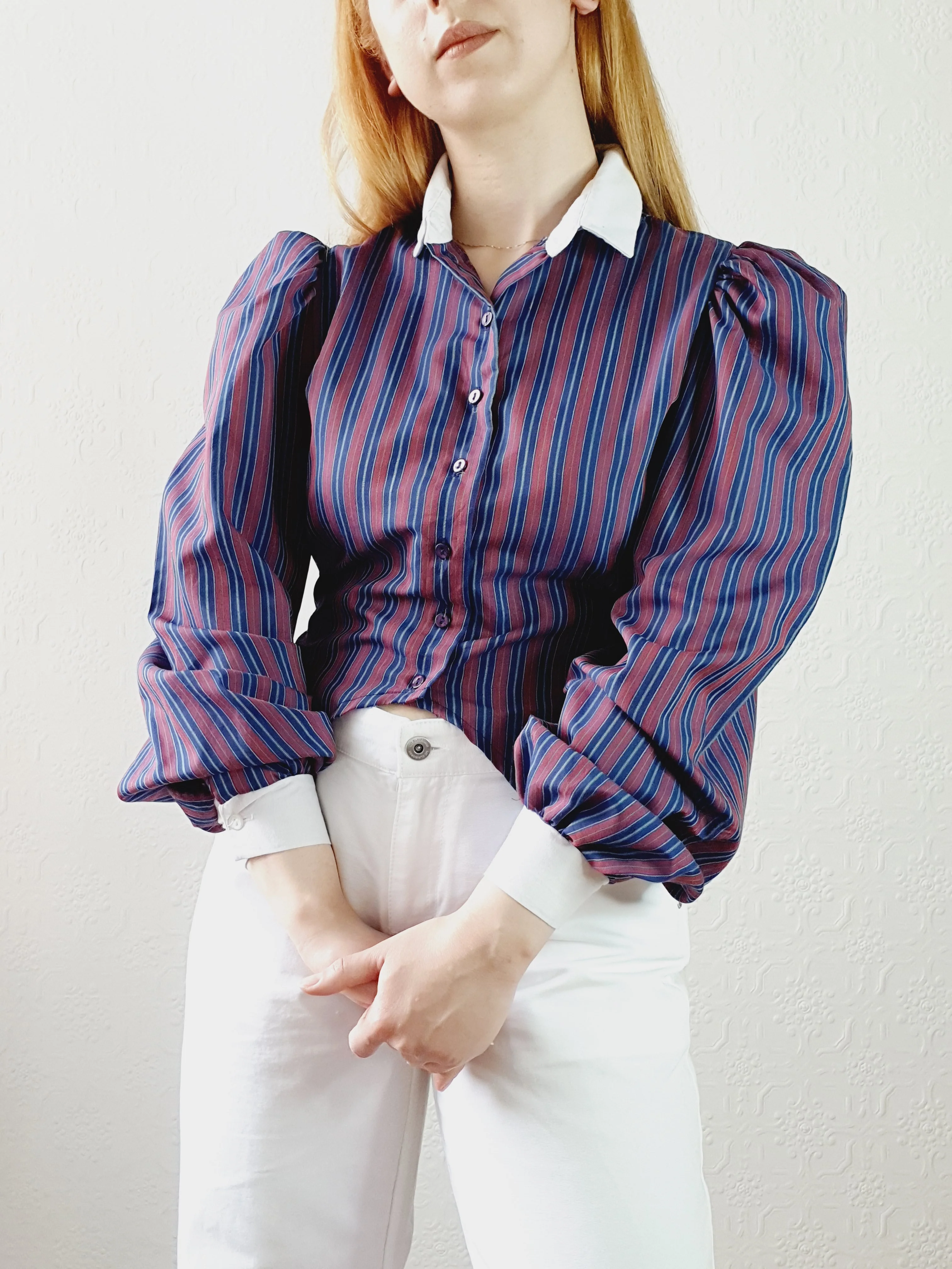Vintage 1980s Victorian Style Blouse • XS-M - Image 5