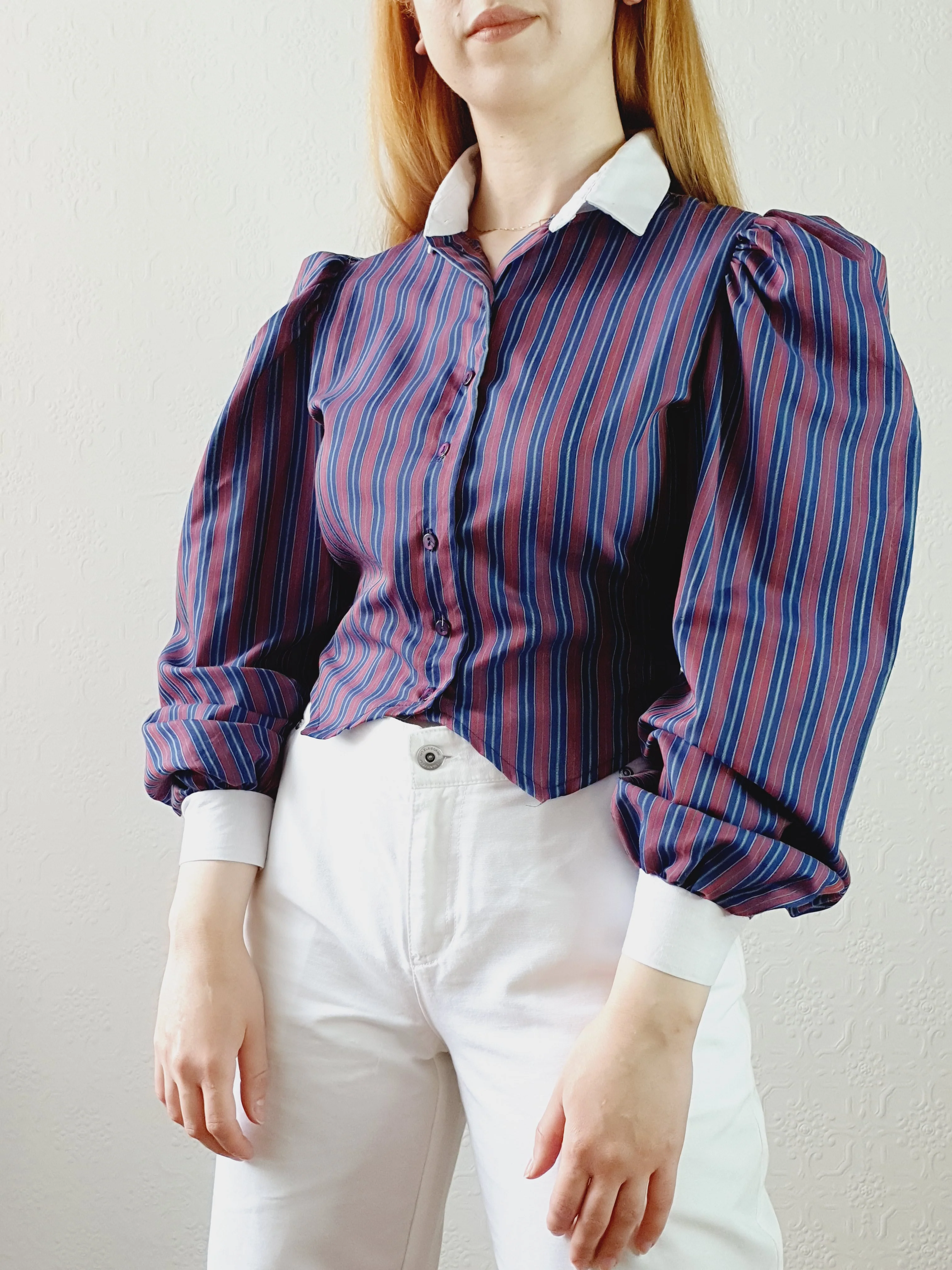 Vintage 1980s Victorian Style Blouse • XS-M - Image 6