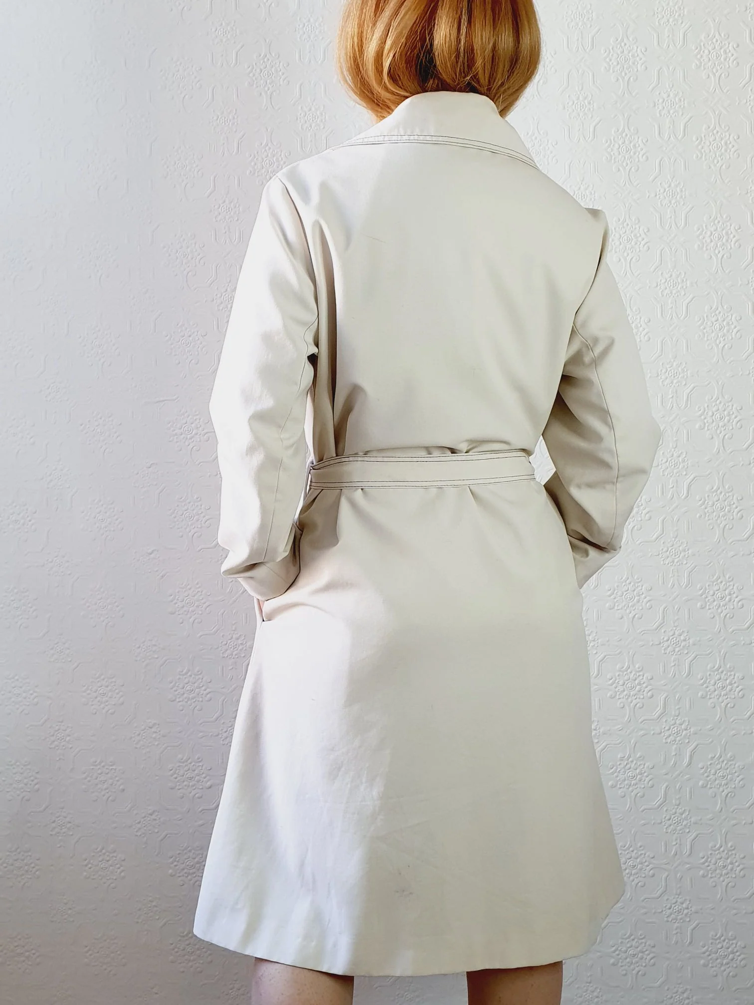 Vintage 1980s White Belted Trench Coat -  L - Image 10