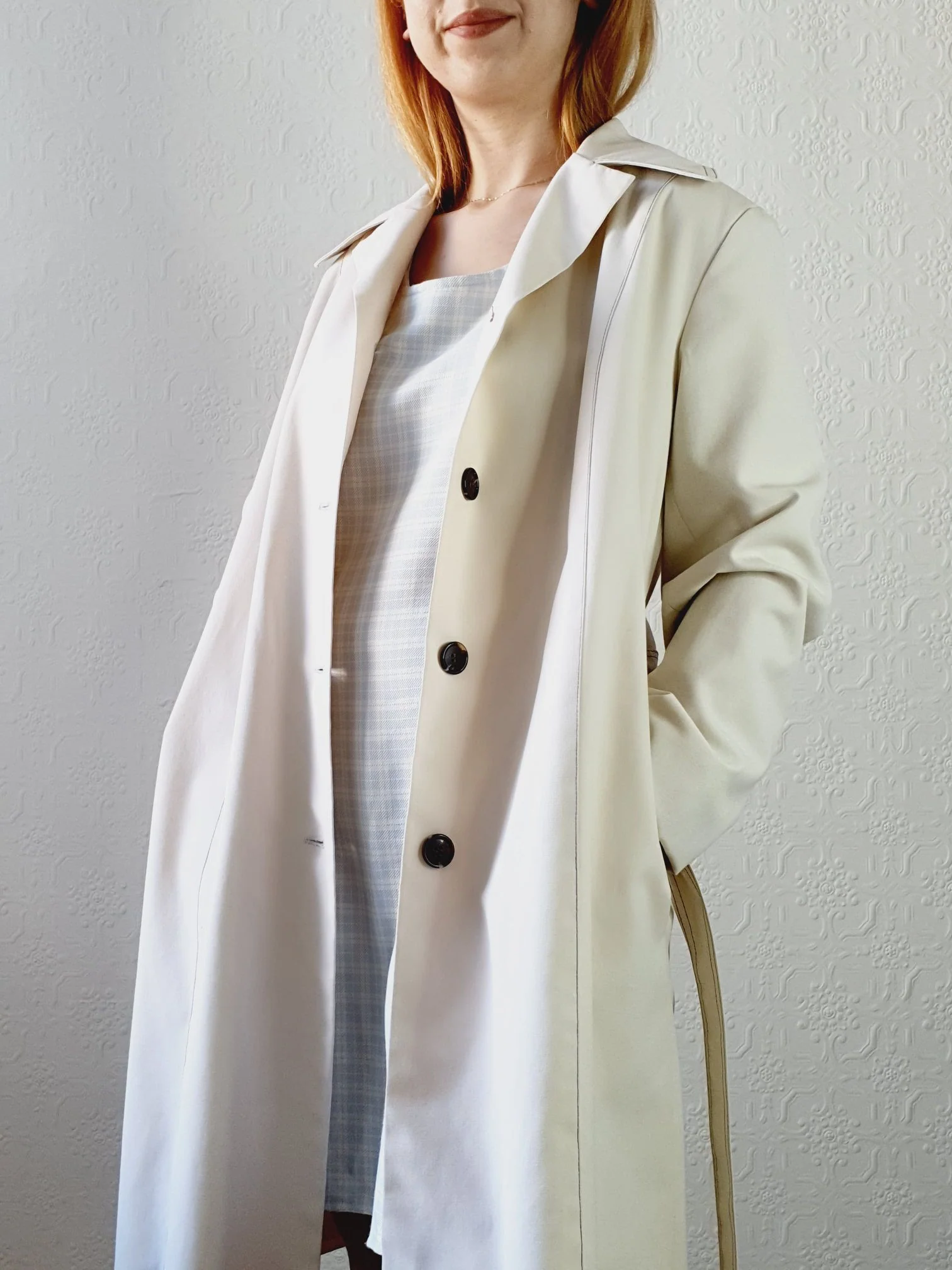 Vintage 1980s White Belted Trench Coat -  L - Image 3