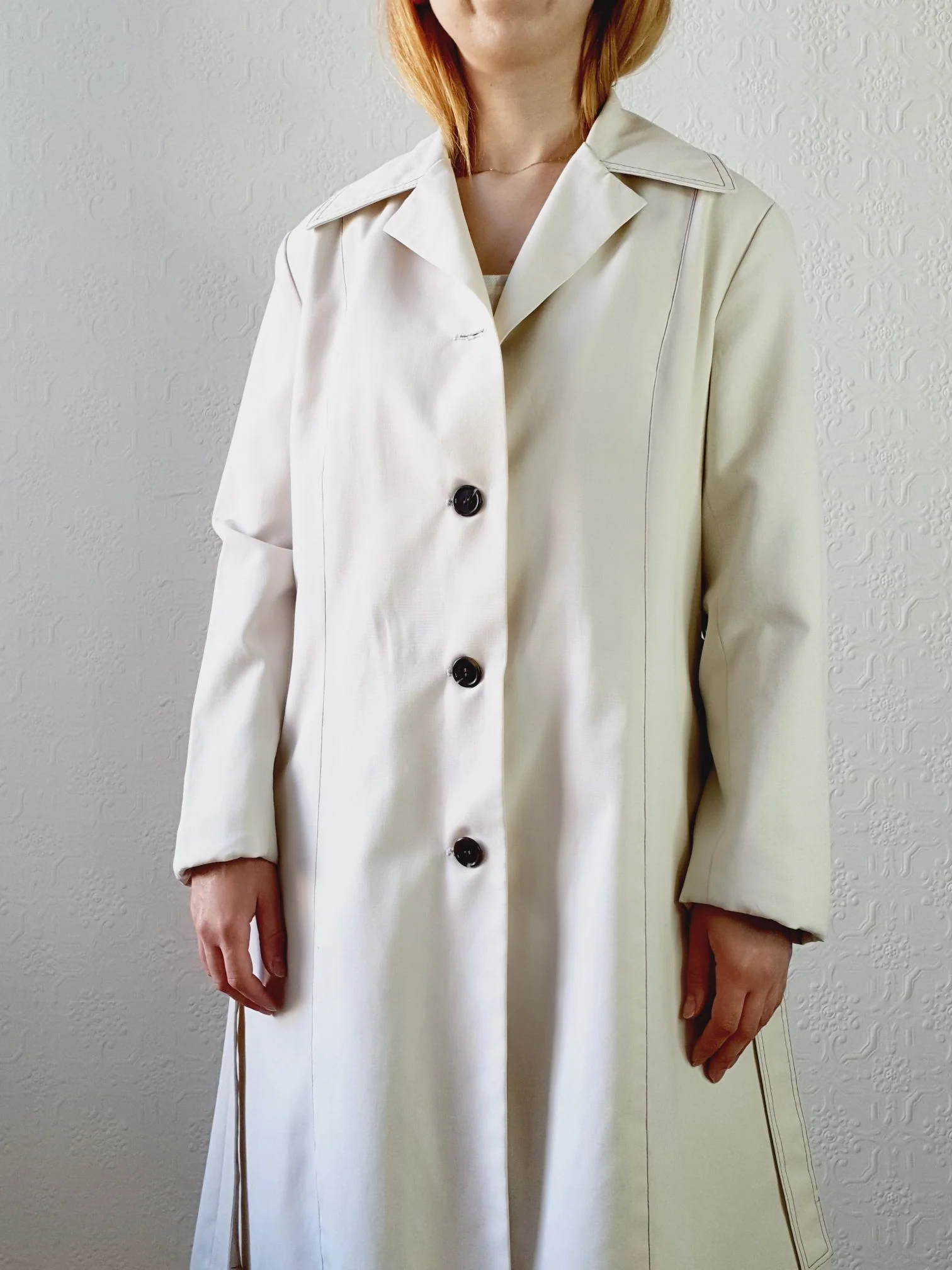 Vintage 1980s White Belted Trench Coat -  L - Image 4