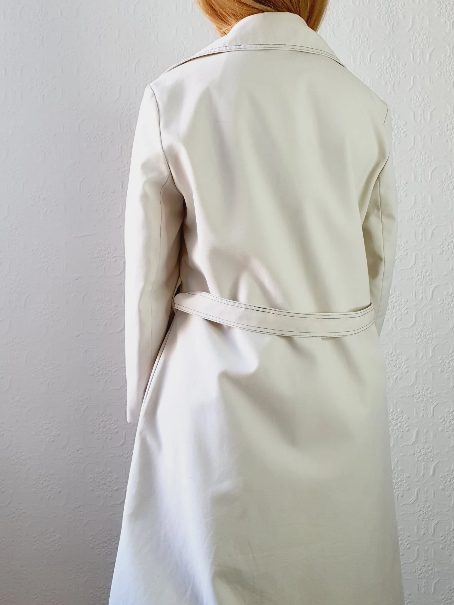 Vintage 1980s White Belted Trench Coat -  L - Image 8