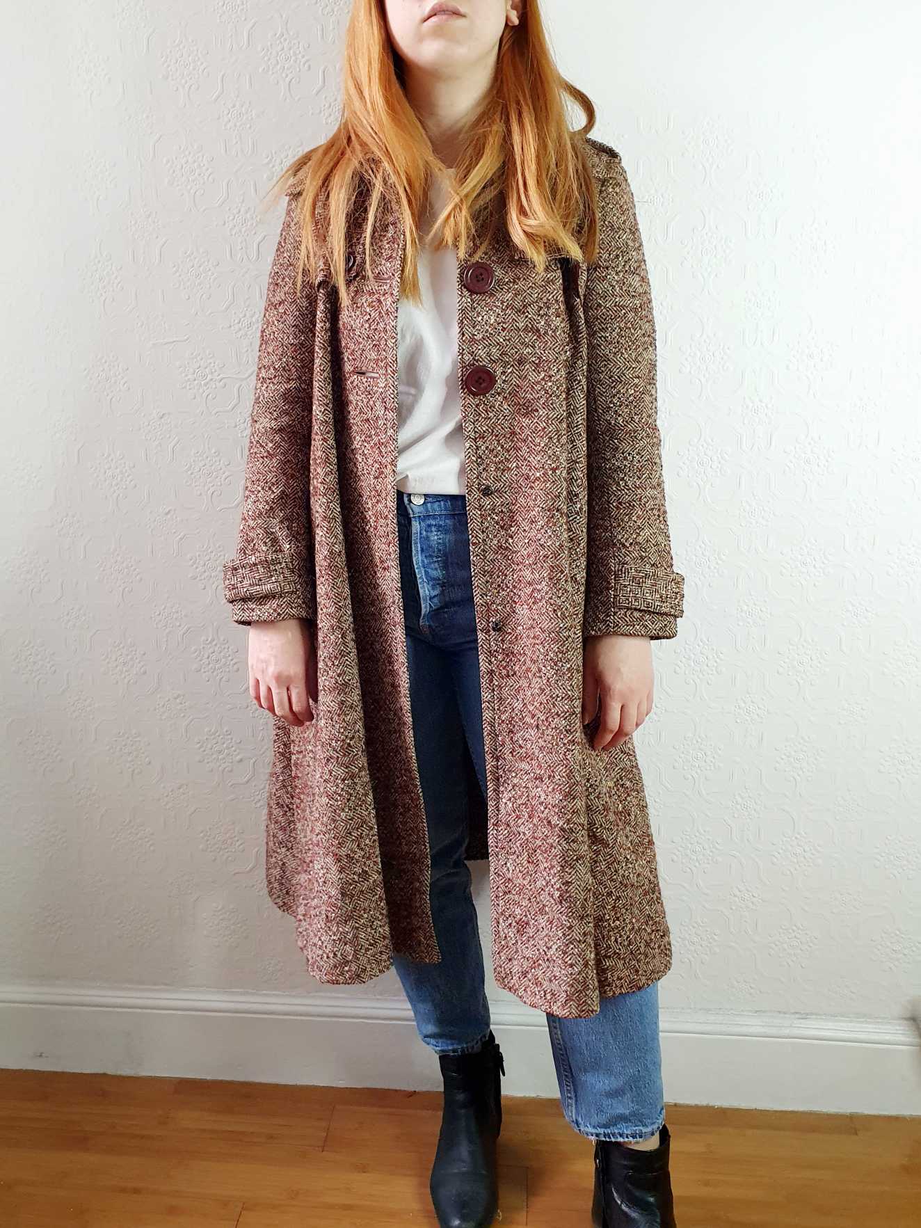 Vintage 70s A-Line Brown Wool Coat - XS