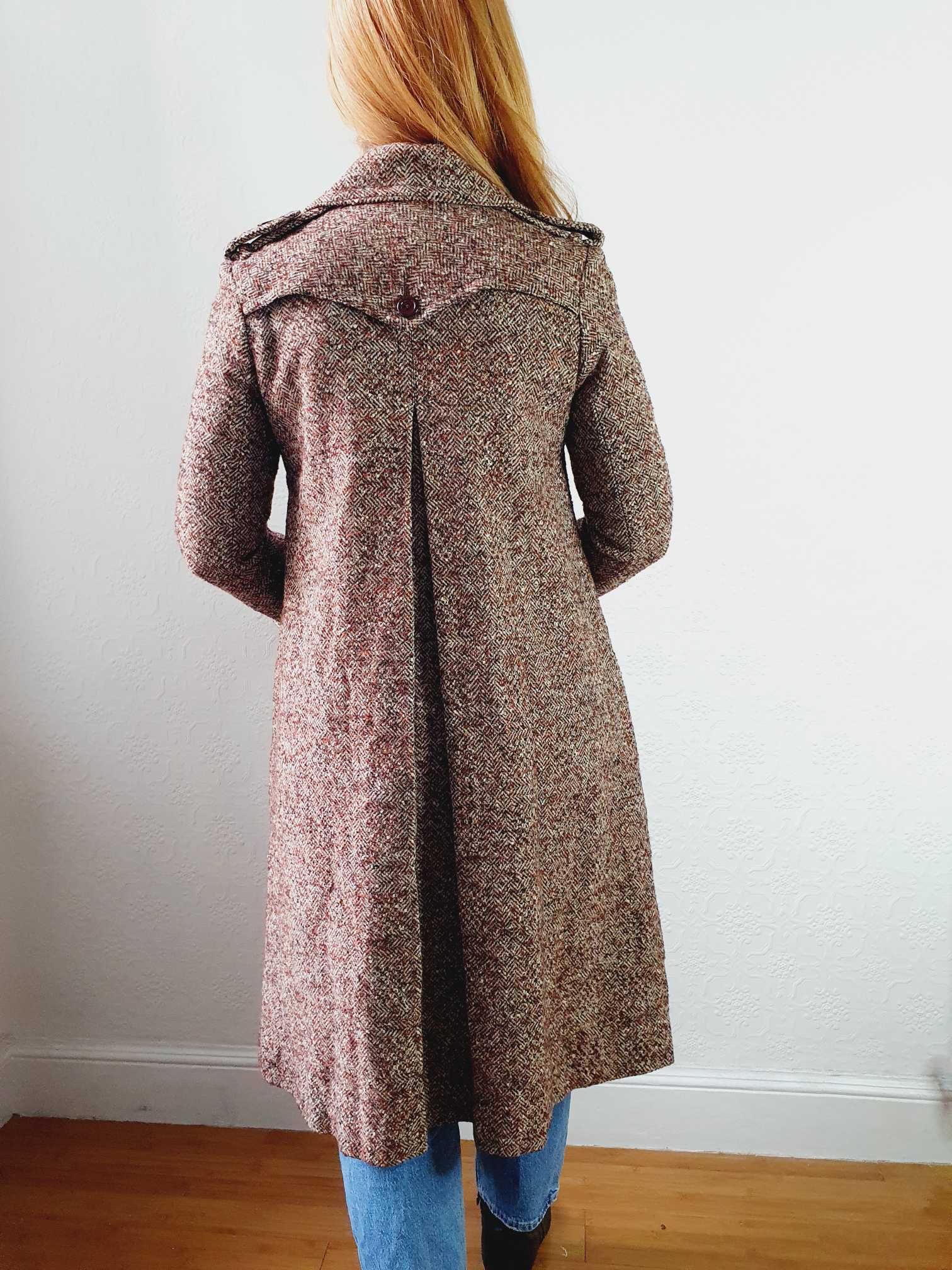 Vintage 70s A-Line Brown Wool Coat - XS - Image 10