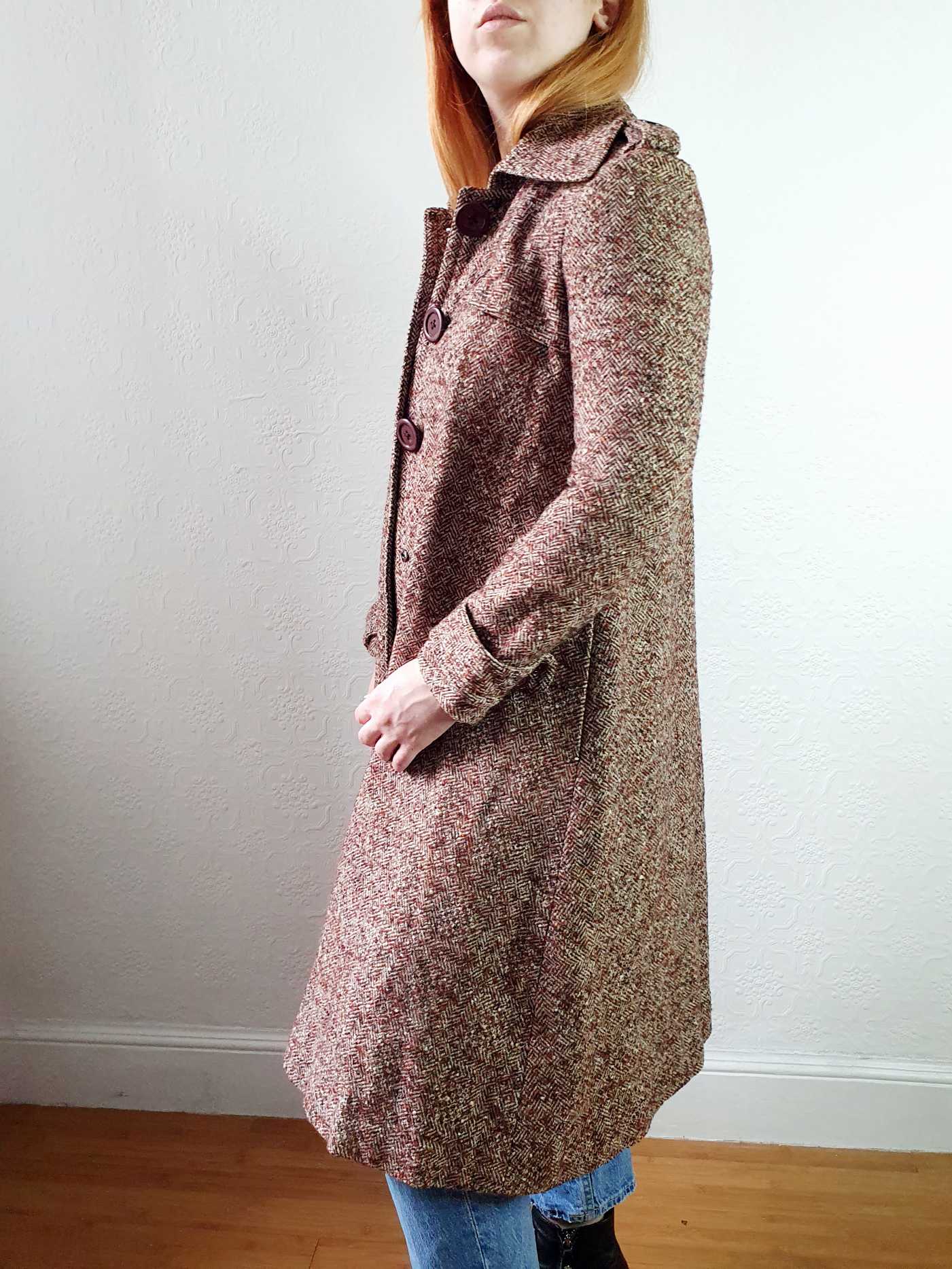 Vintage 70s A-Line Brown Wool Coat - XS - Image 3