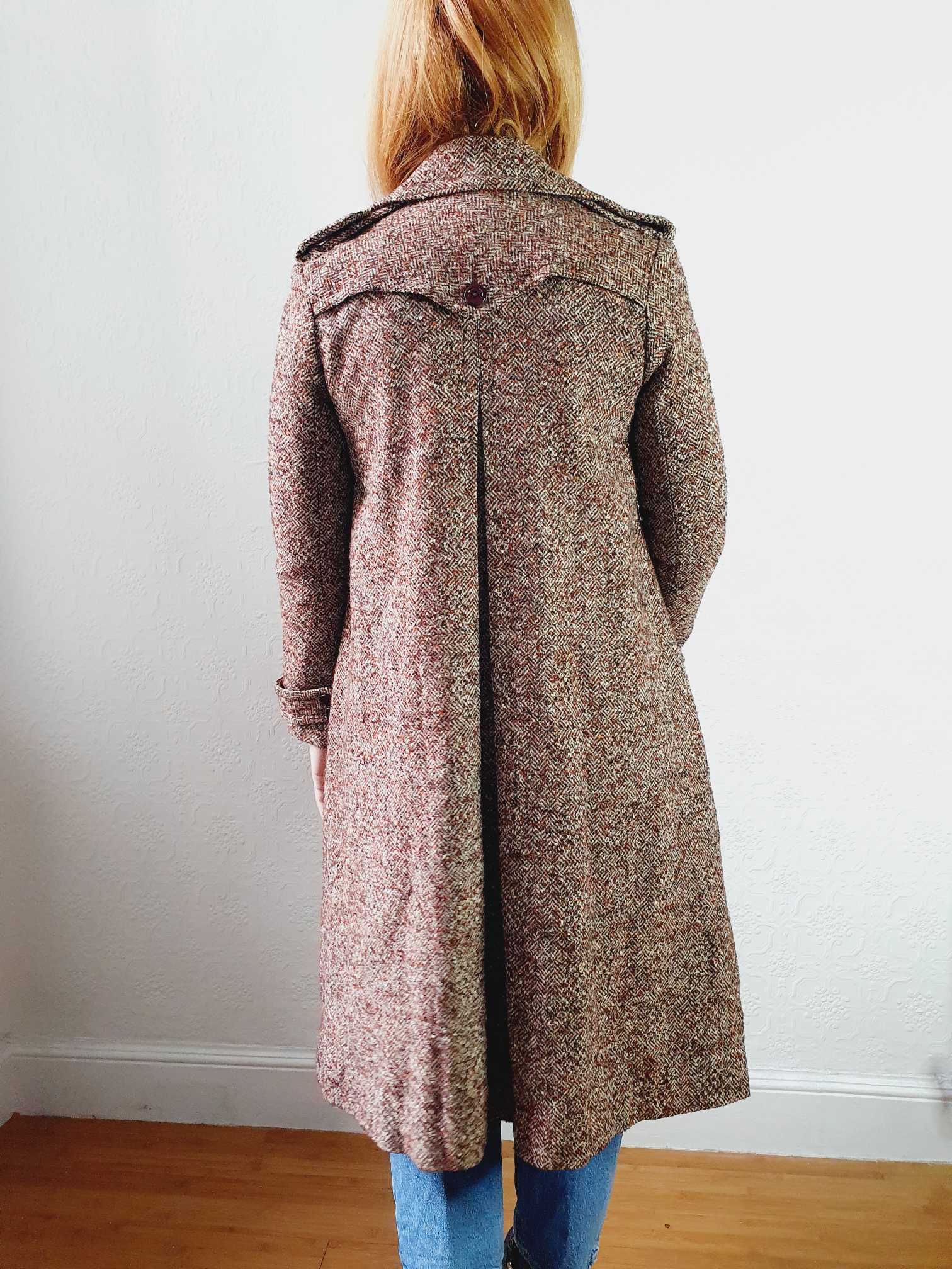 Vintage 70s A-Line Brown Wool Coat - XS - Image 4