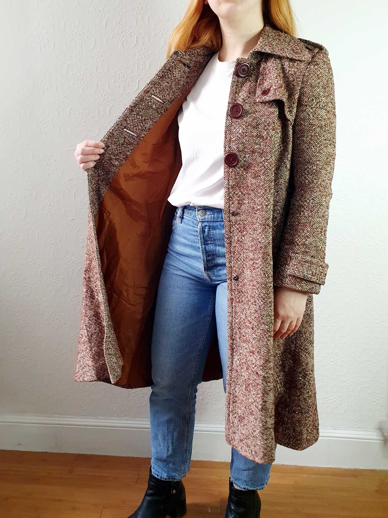 Vintage 70s A-Line Brown Wool Coat - XS - Image 7