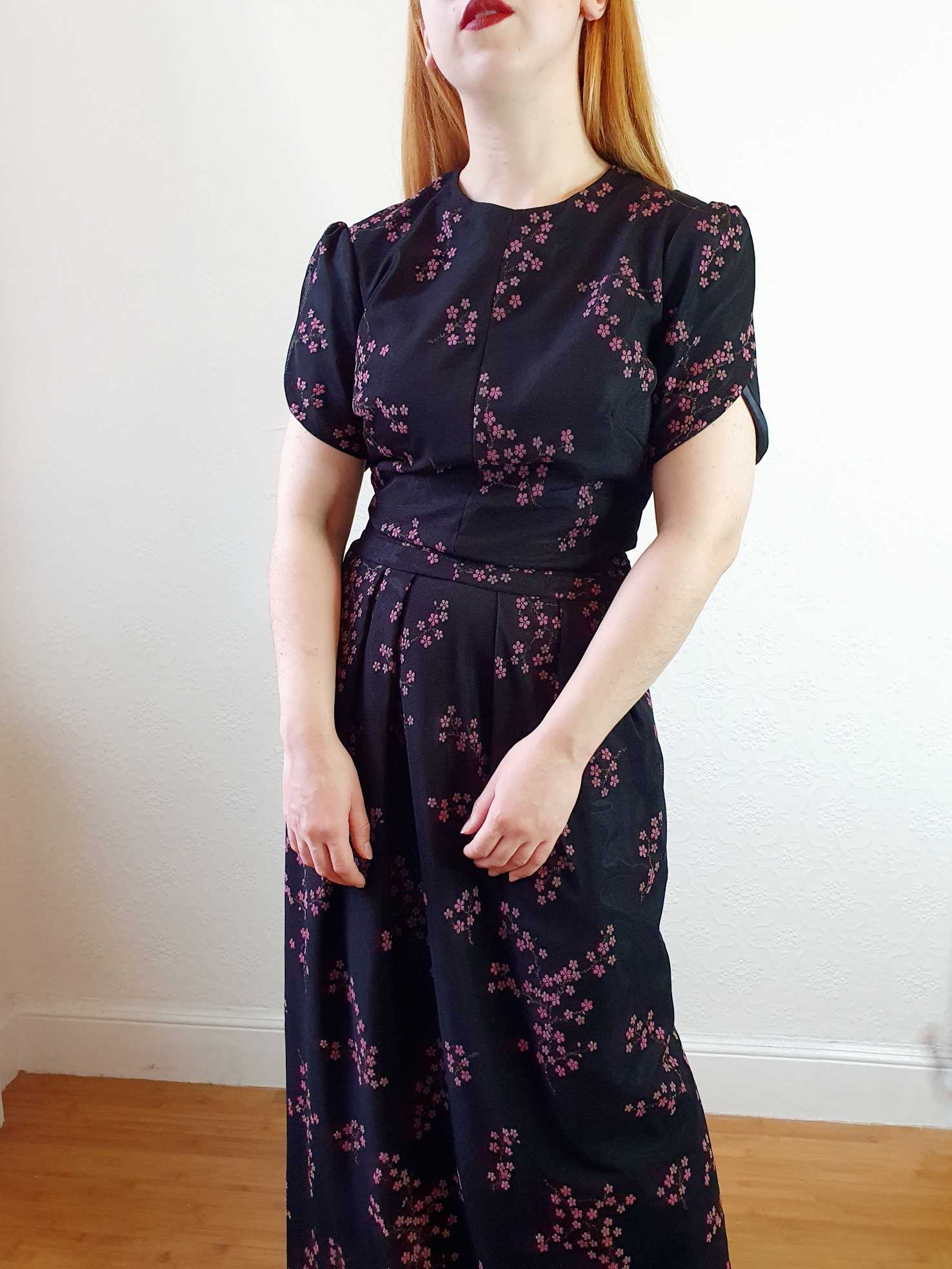 Vintage 70s Black Floral Maxi Dress - M - Image 5