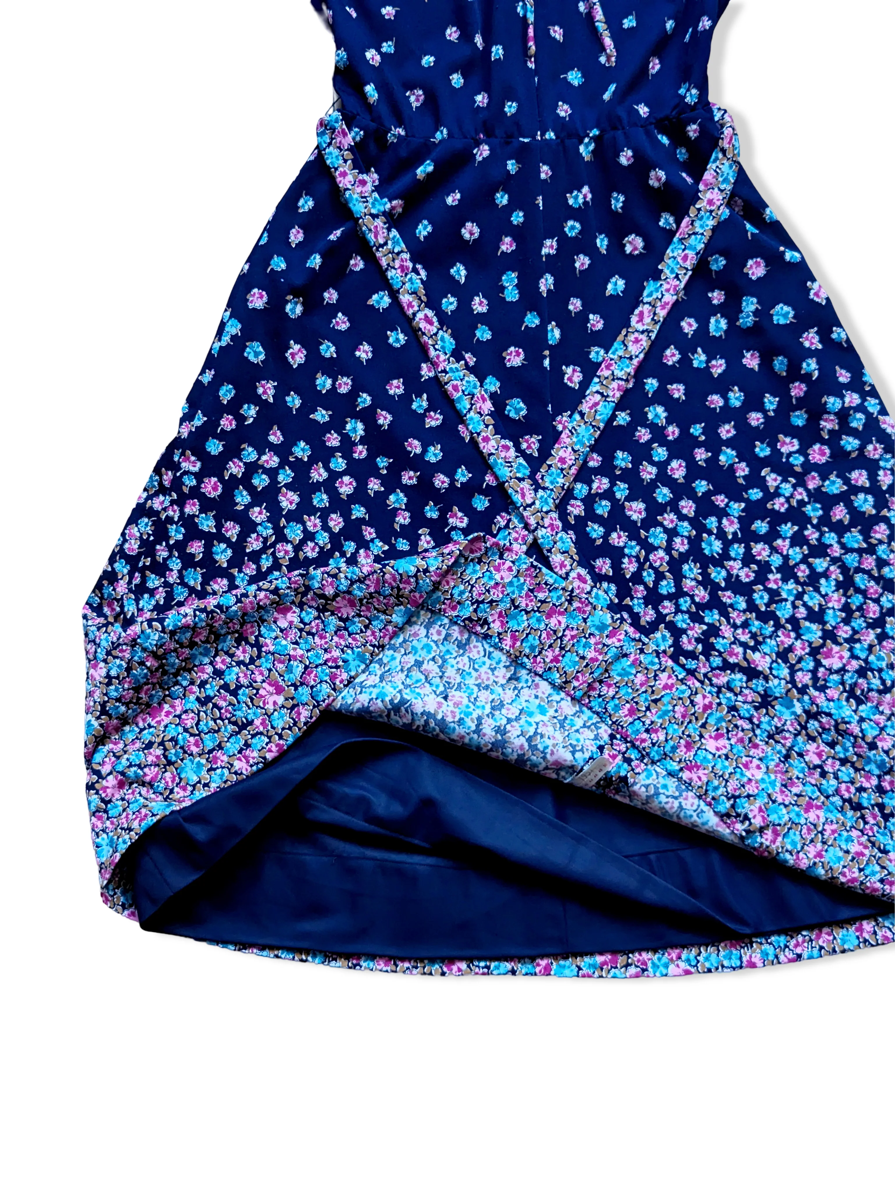 Vintage 70s Blue Floral Print Dress - XS/S - Image 3