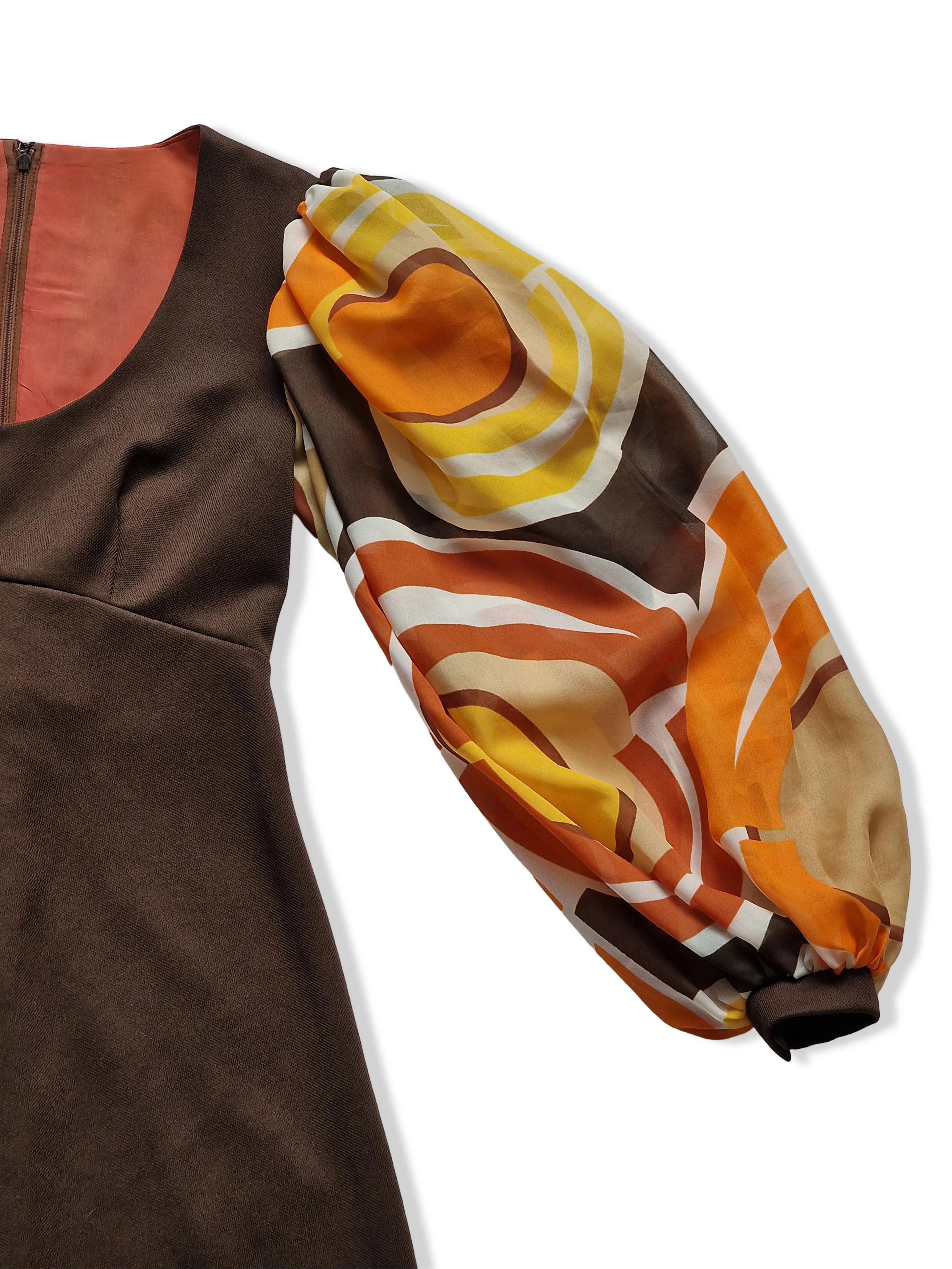 Vintage 70s Brown Maxi Dress - XS - Image 3