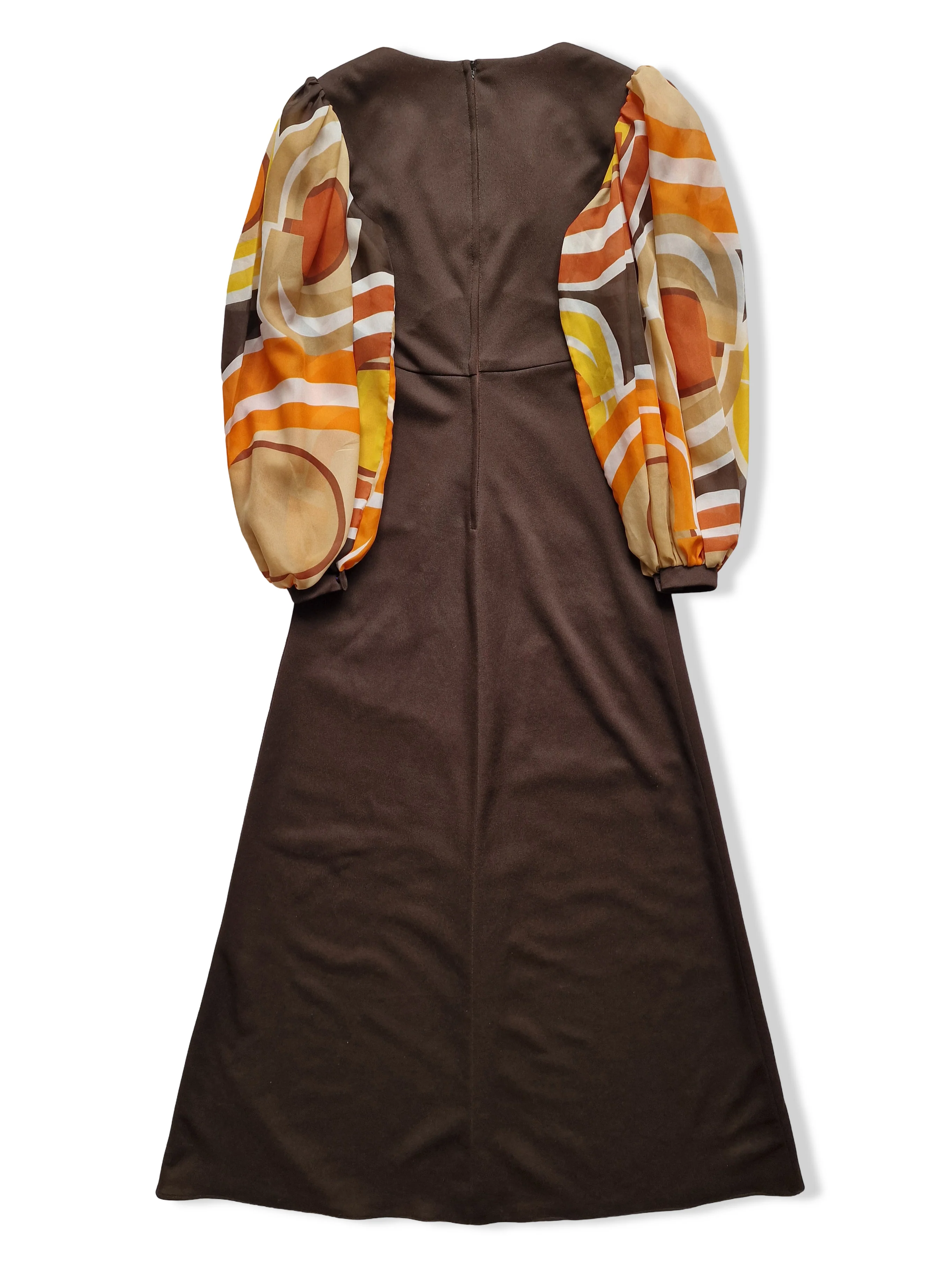 Vintage 70s Brown Maxi Dress - XS - Image 4