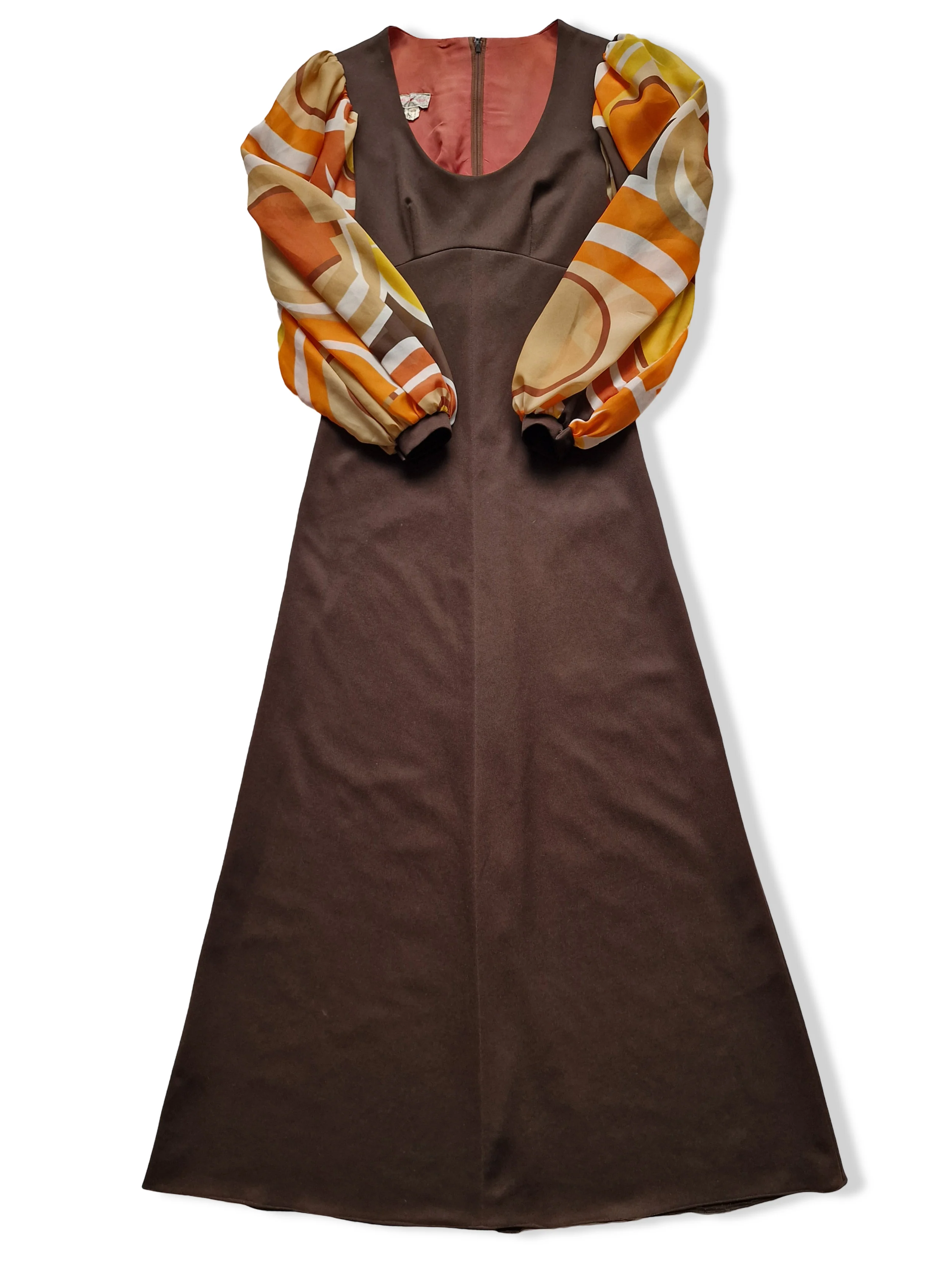 Vintage 70s Brown Maxi Dress - XS - Image 6