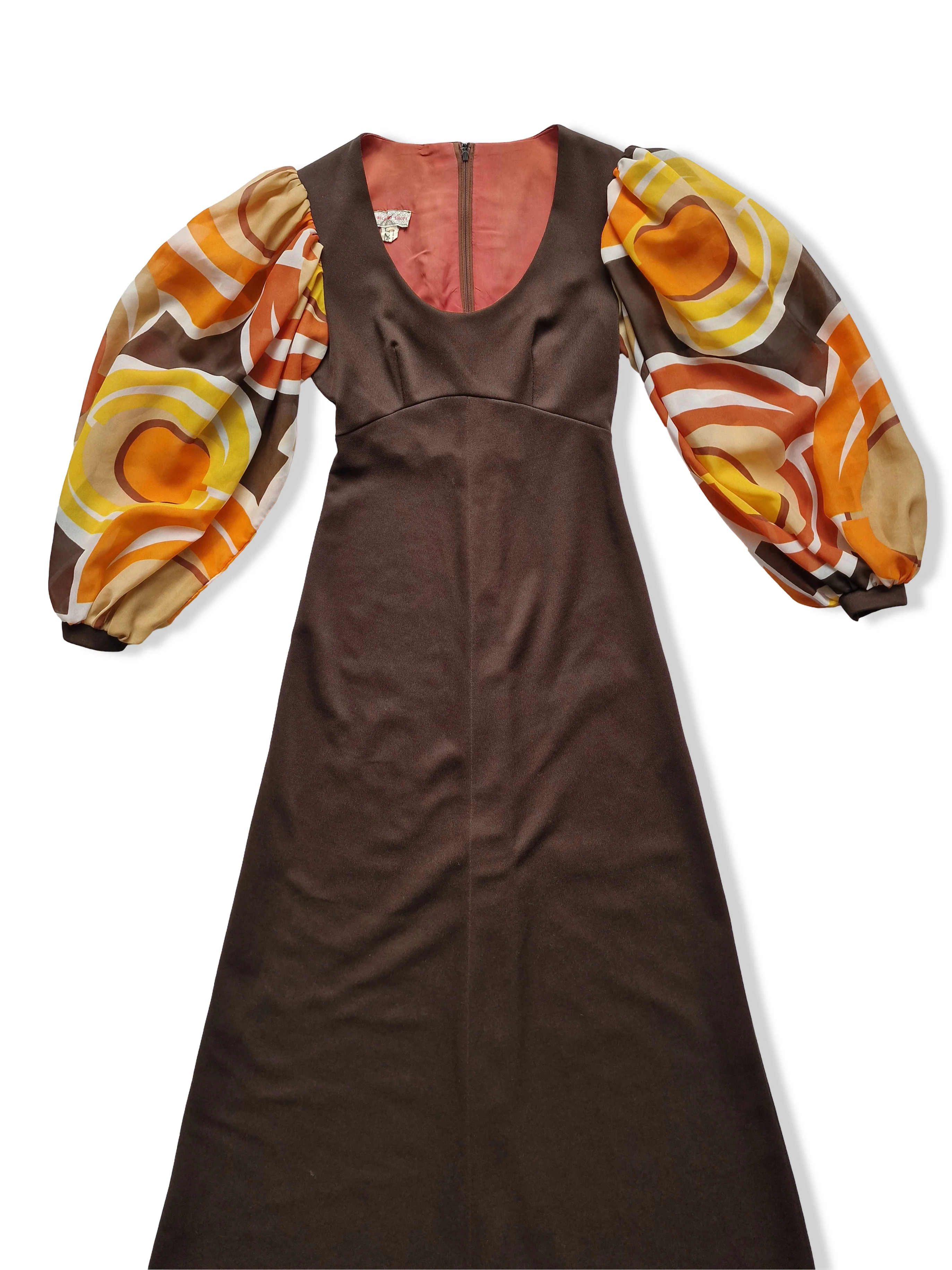 Vintage 70s Brown Maxi Dress - XS - Image 7