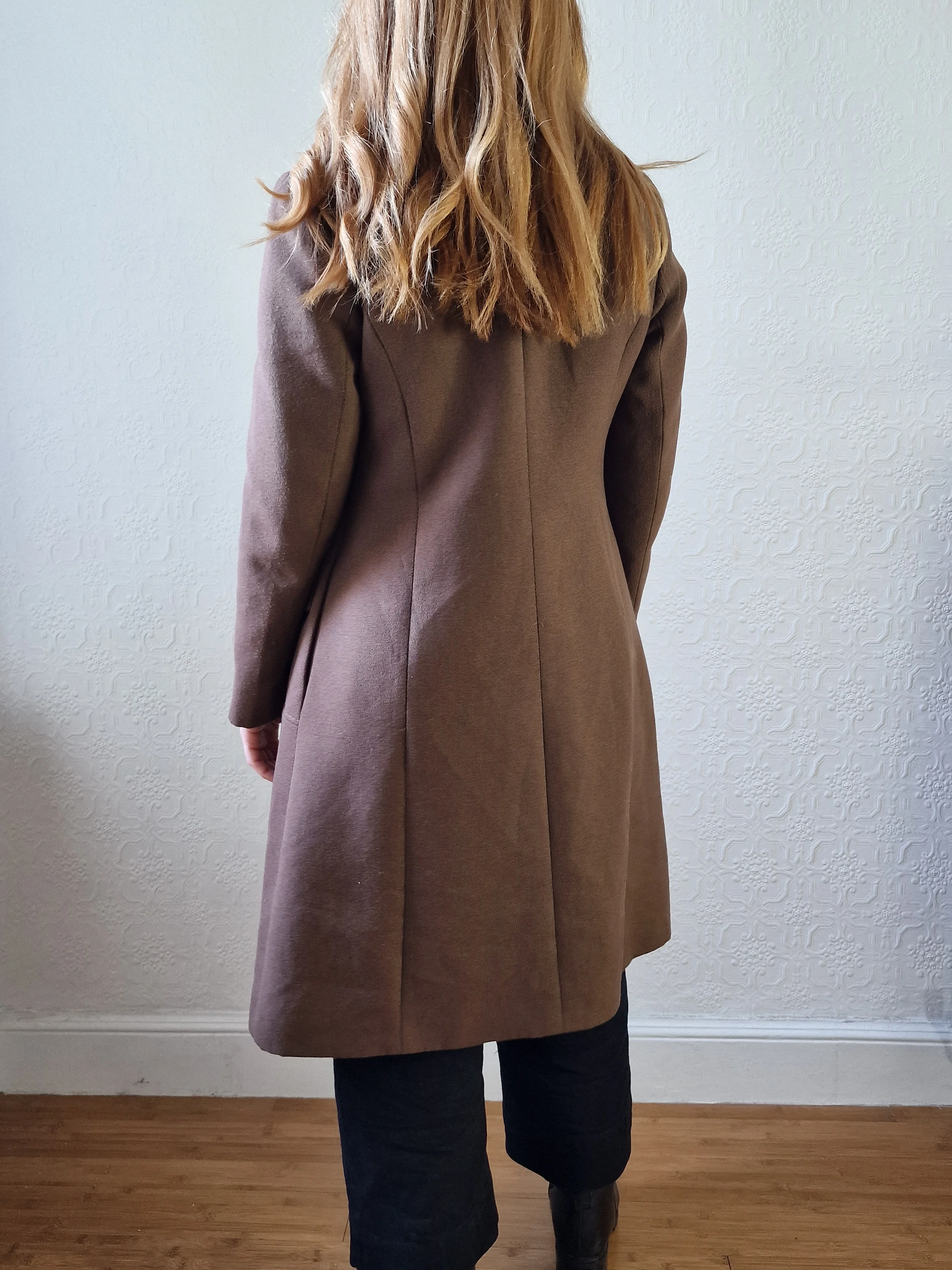 Vintage 70s Brown Wool Single Breasted Coat - XS - Image 3