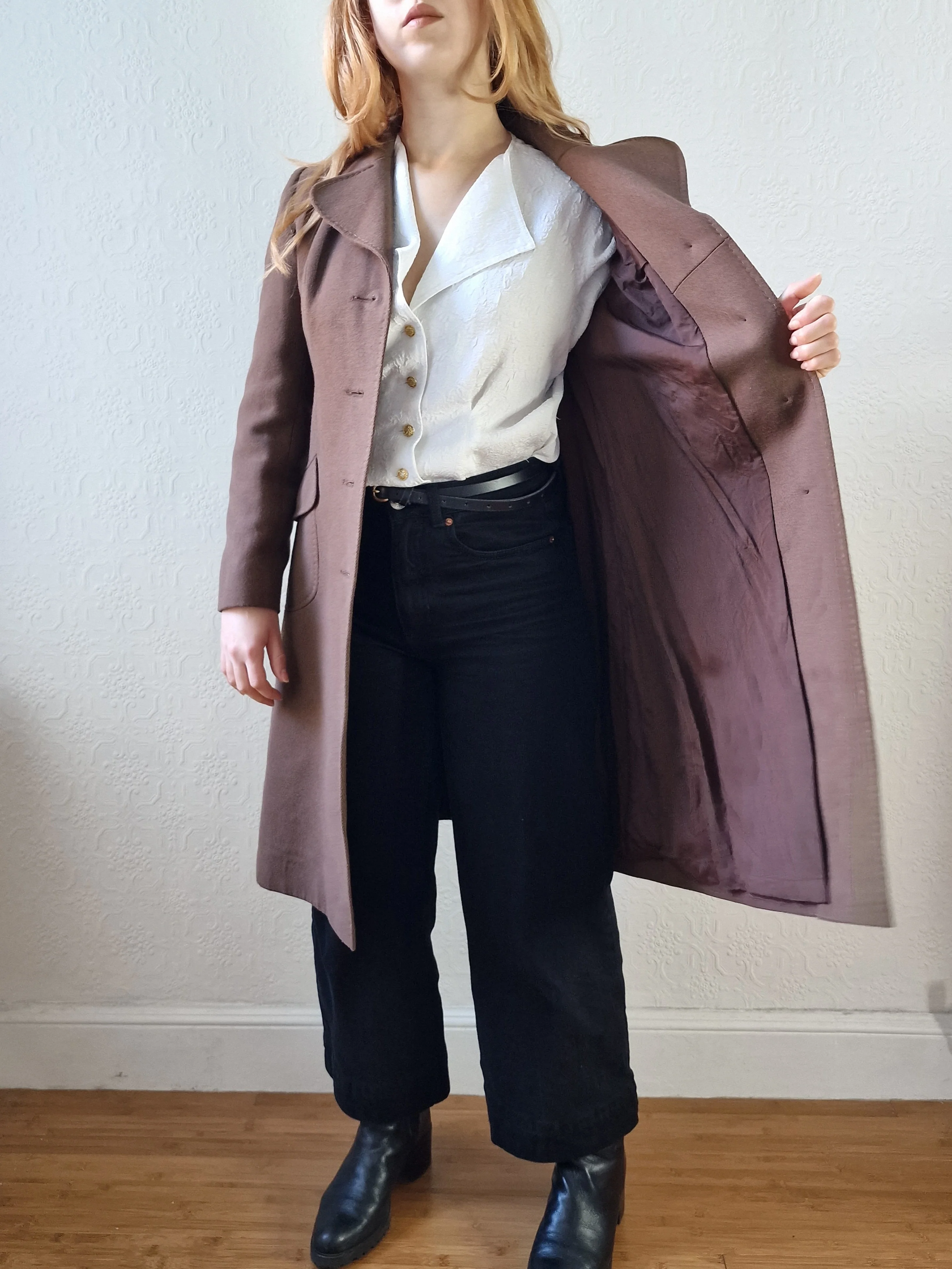 Vintage 70s Brown Wool Single Breasted Coat - XS - Image 7