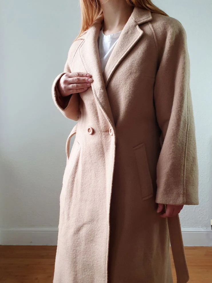 Vintage 70s Camel Beige Pure Wool Long Trench Coat with Belt - S/M - Image 11