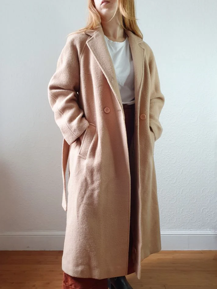 Vintage 70s Camel Beige Pure Wool Long Trench Coat with Belt - S/M - Image 14