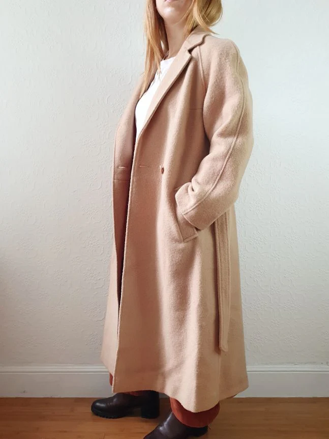 Vintage 70s Camel Beige Pure Wool Long Trench Coat with Belt - S/M - Image 5