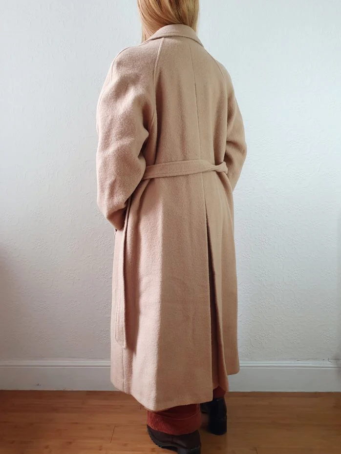 Vintage 70s Camel Beige Pure Wool Long Trench Coat with Belt - S/M - Image 6