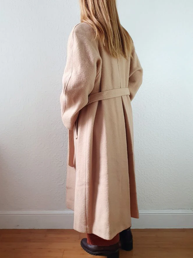 Vintage 70s Camel Beige Pure Wool Long Trench Coat with Belt - S/M - Image 7
