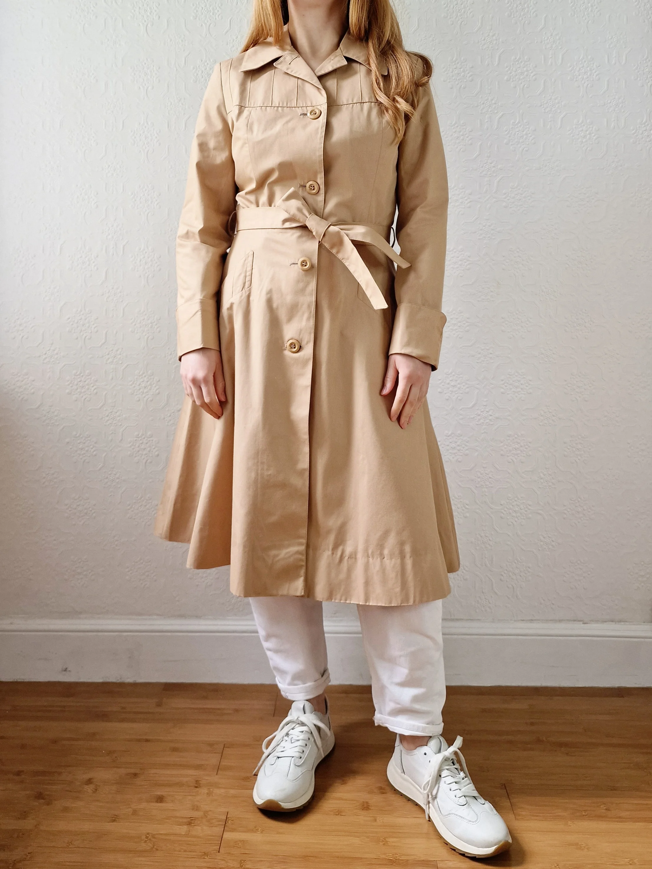 Vintage 70s Camel Single Breasted A-Line Trench Coat - XS - Image 10