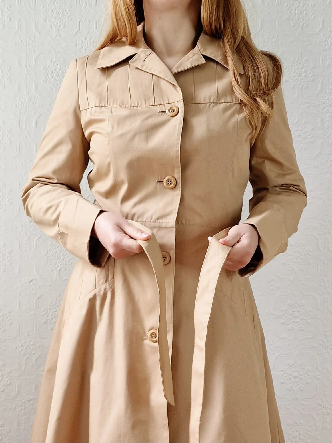 Vintage 70s Camel Single Breasted A-Line Trench Coat - XS - Image 5