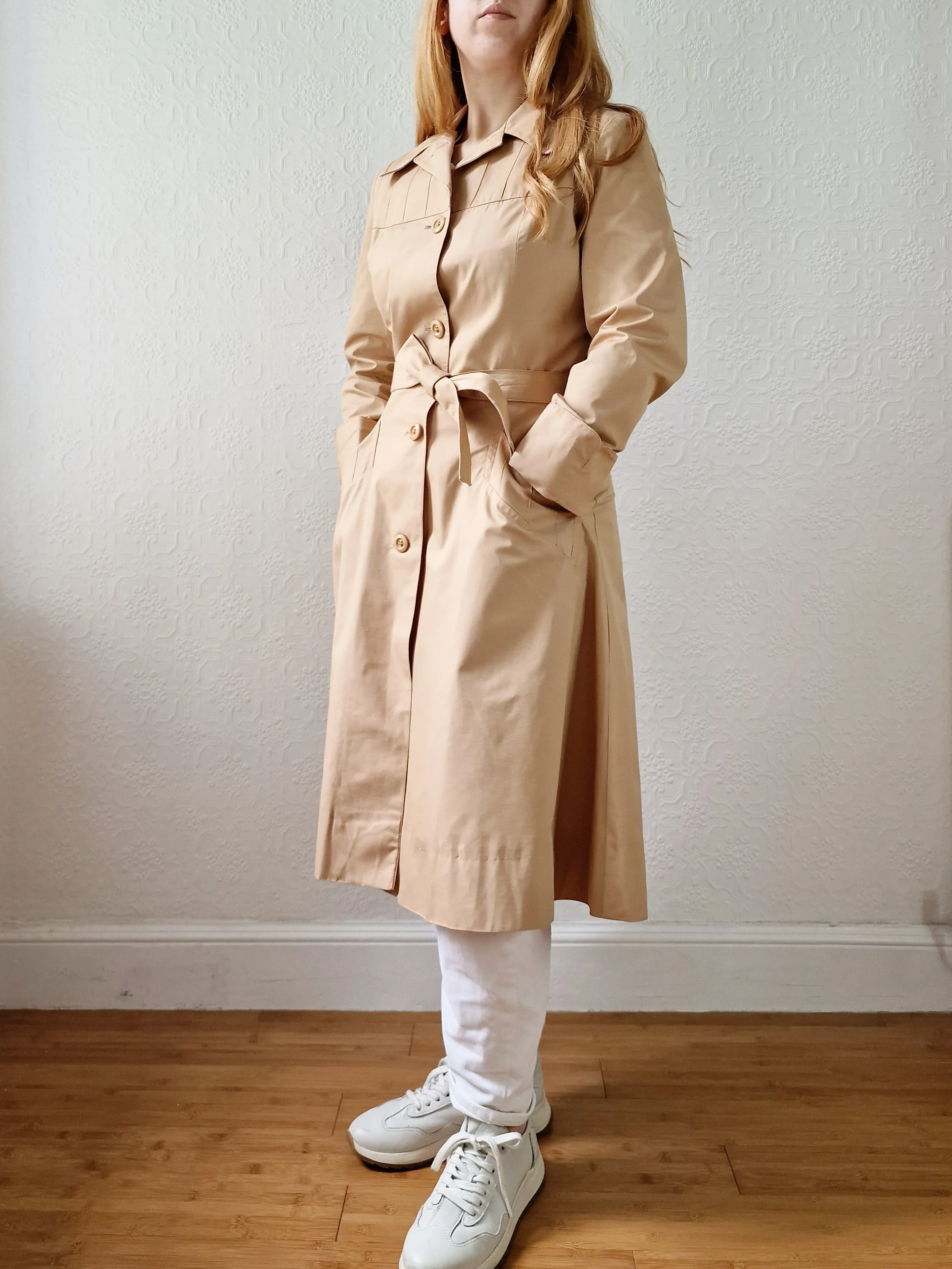 Vintage 70s Camel Single Breasted A-Line Trench Coat - XS - Image 6