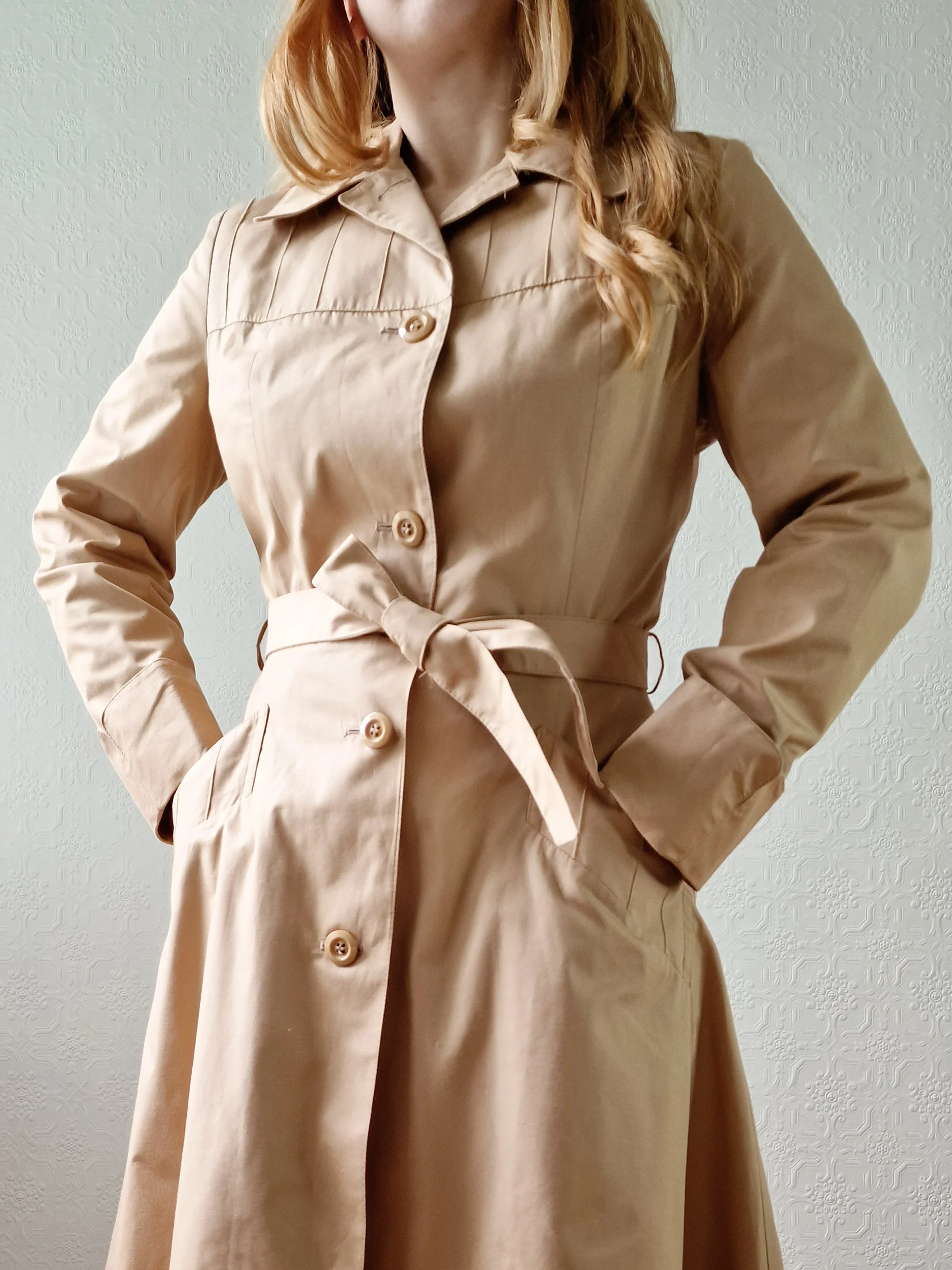 Vintage 70s Camel Single Breasted A-Line Trench Coat - XS - Image 8