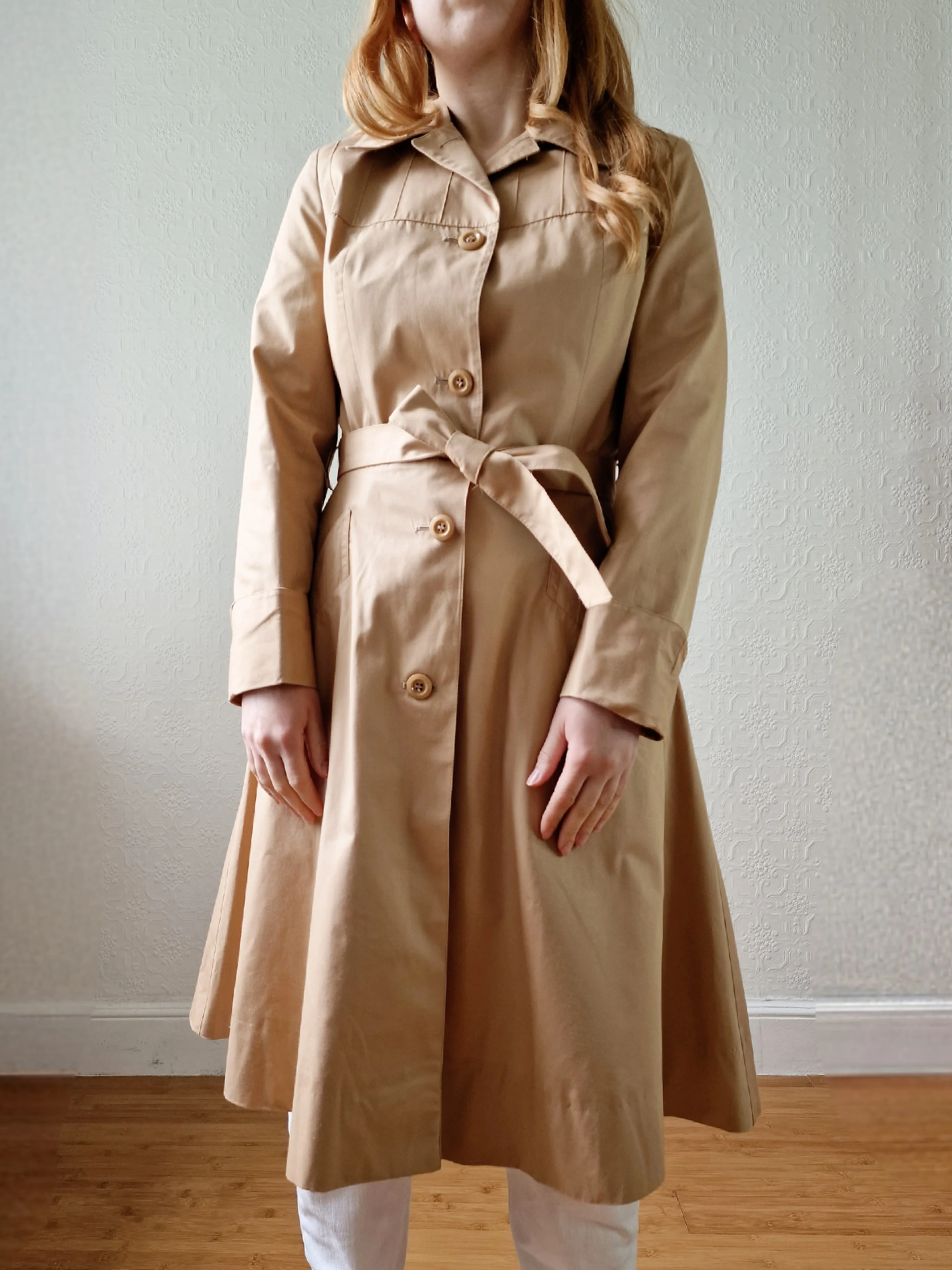 Vintage 70s Camel Single Breasted A-Line Trench Coat - XS - Image 9
