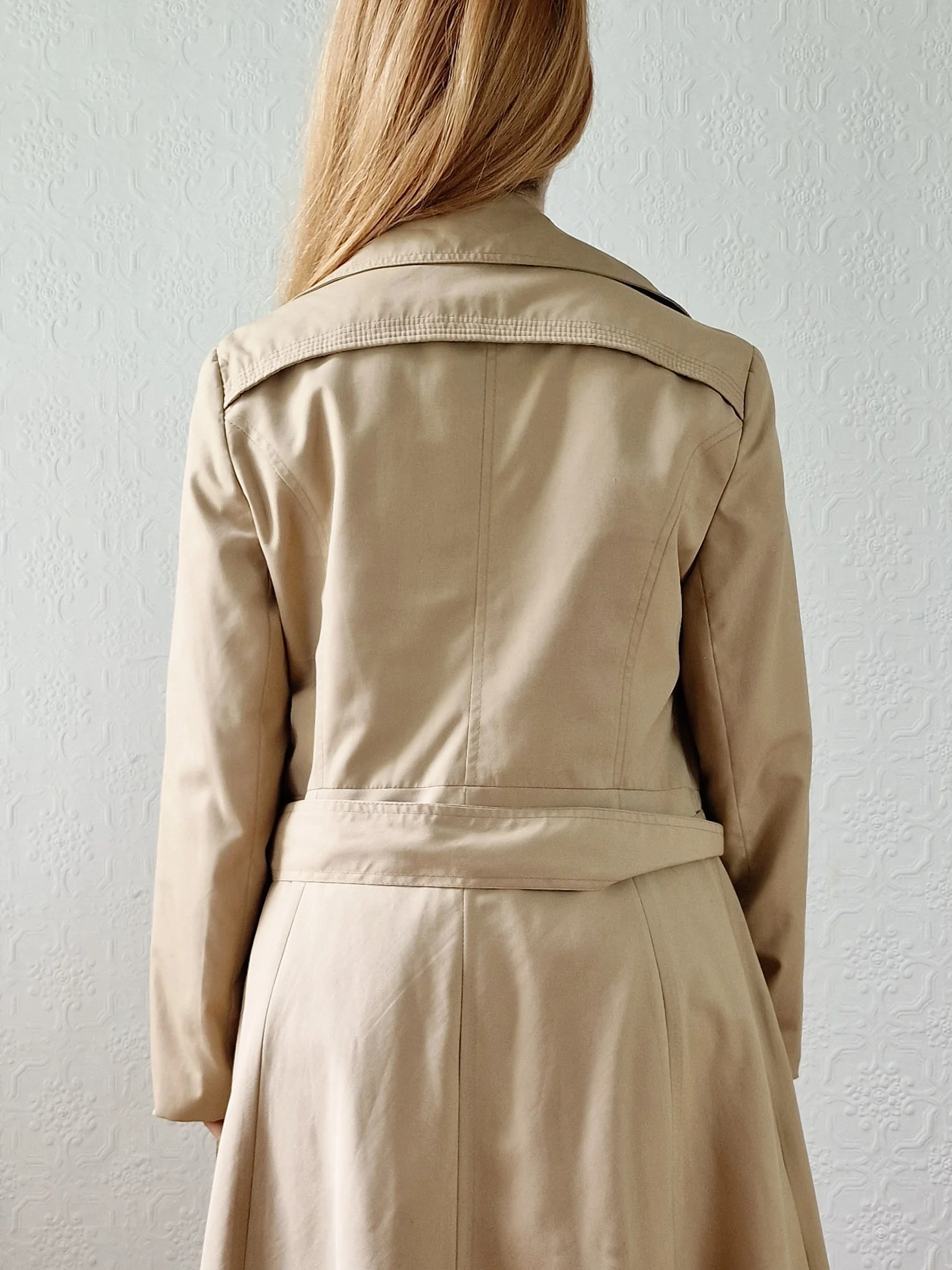 Vintage 70s Camel Double Breasted A-Line Trench Coat - S - Image 5