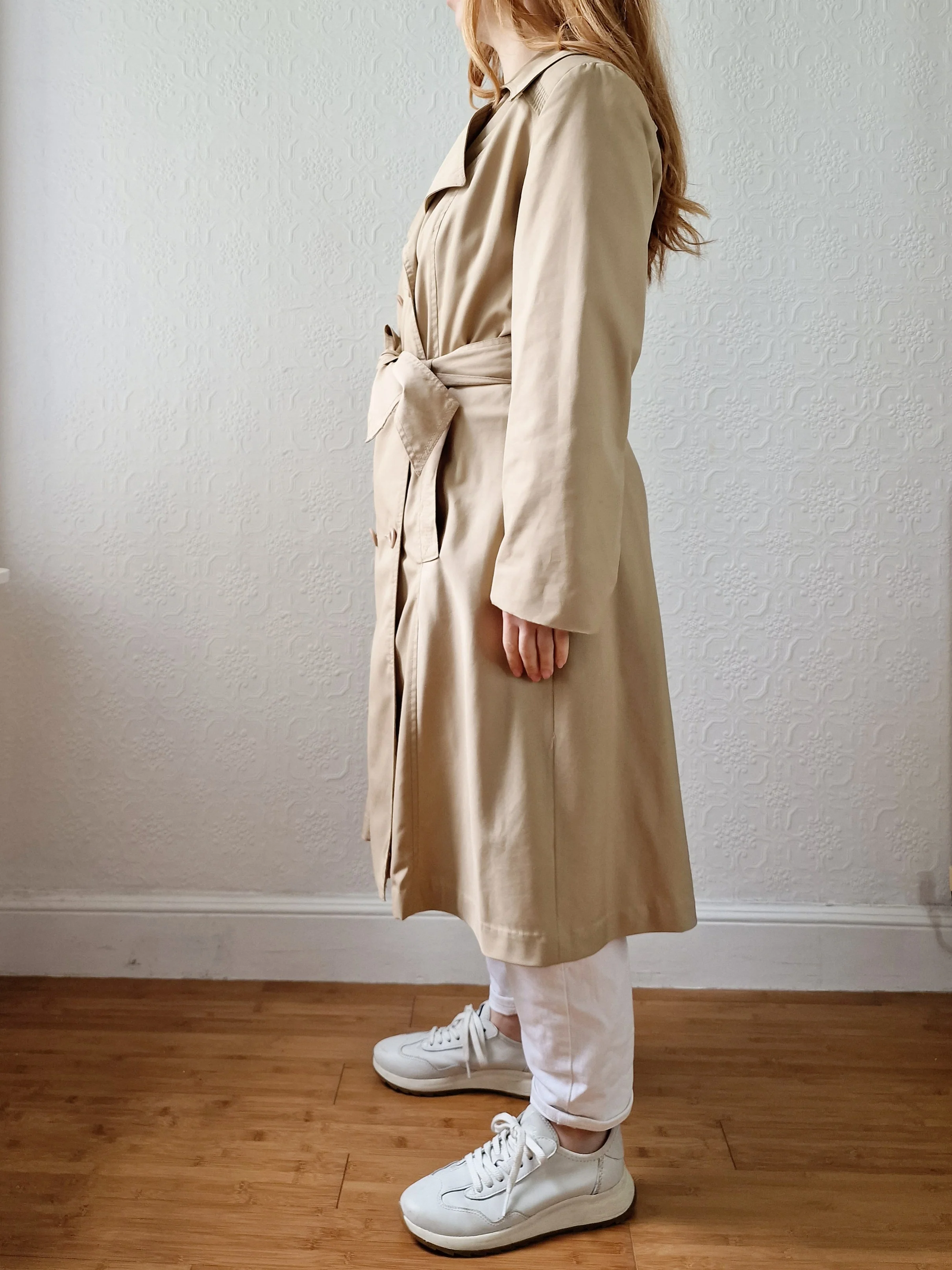 Vintage 70s Camel Double Breasted A-Line Trench Coat - S - Image 6