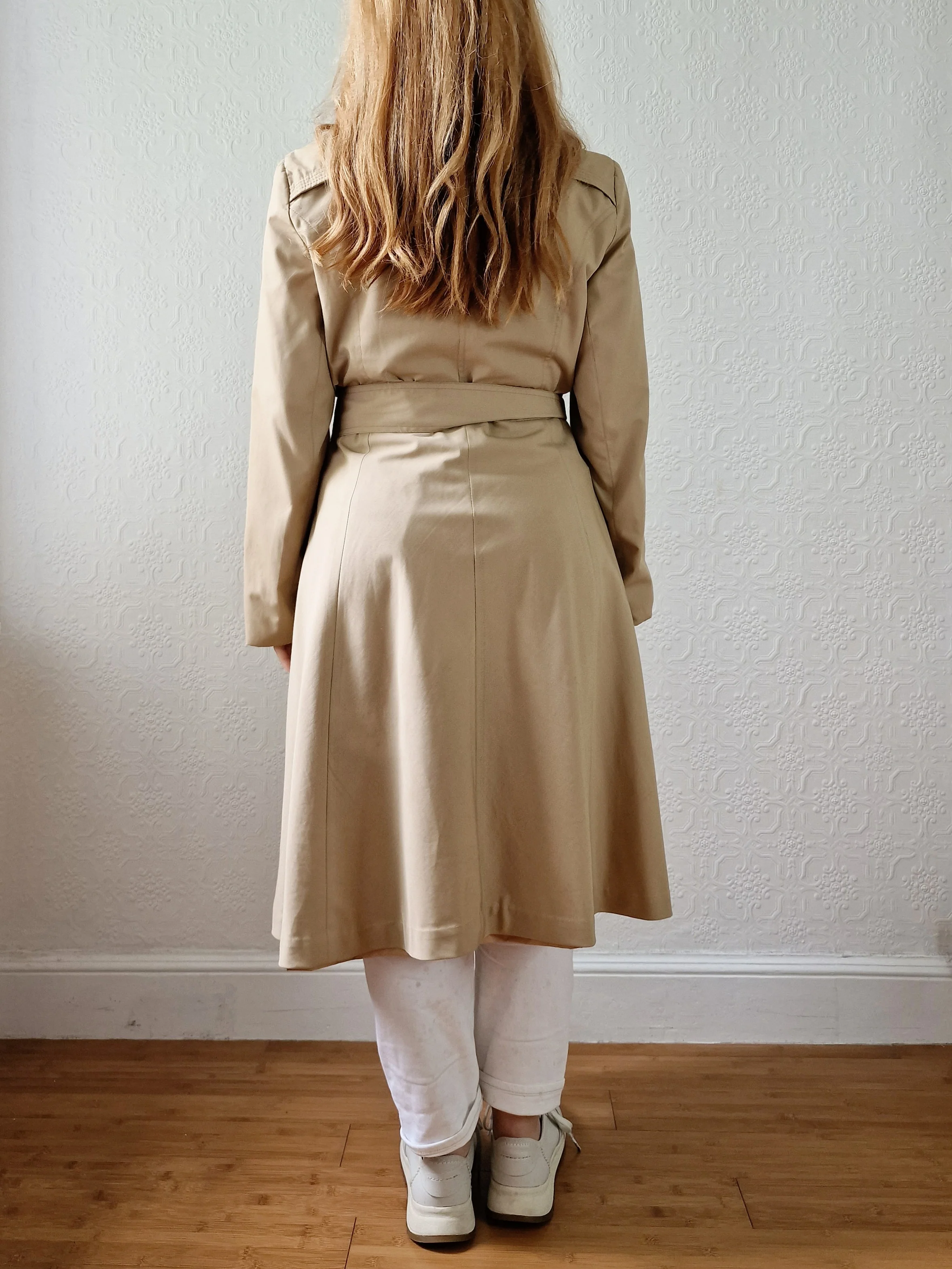 Vintage 70s Camel Double Breasted A-Line Trench Coat - S - Image 7