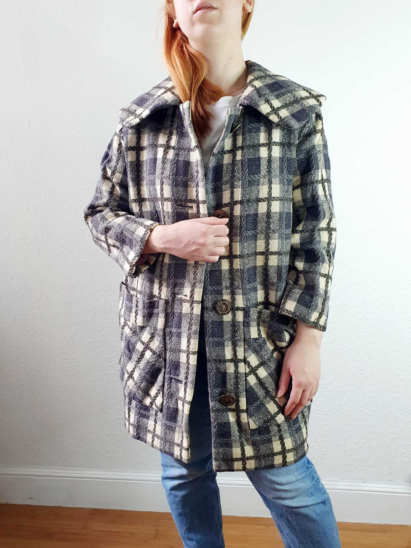 Vintage 70s Checked Wool Jacket - M