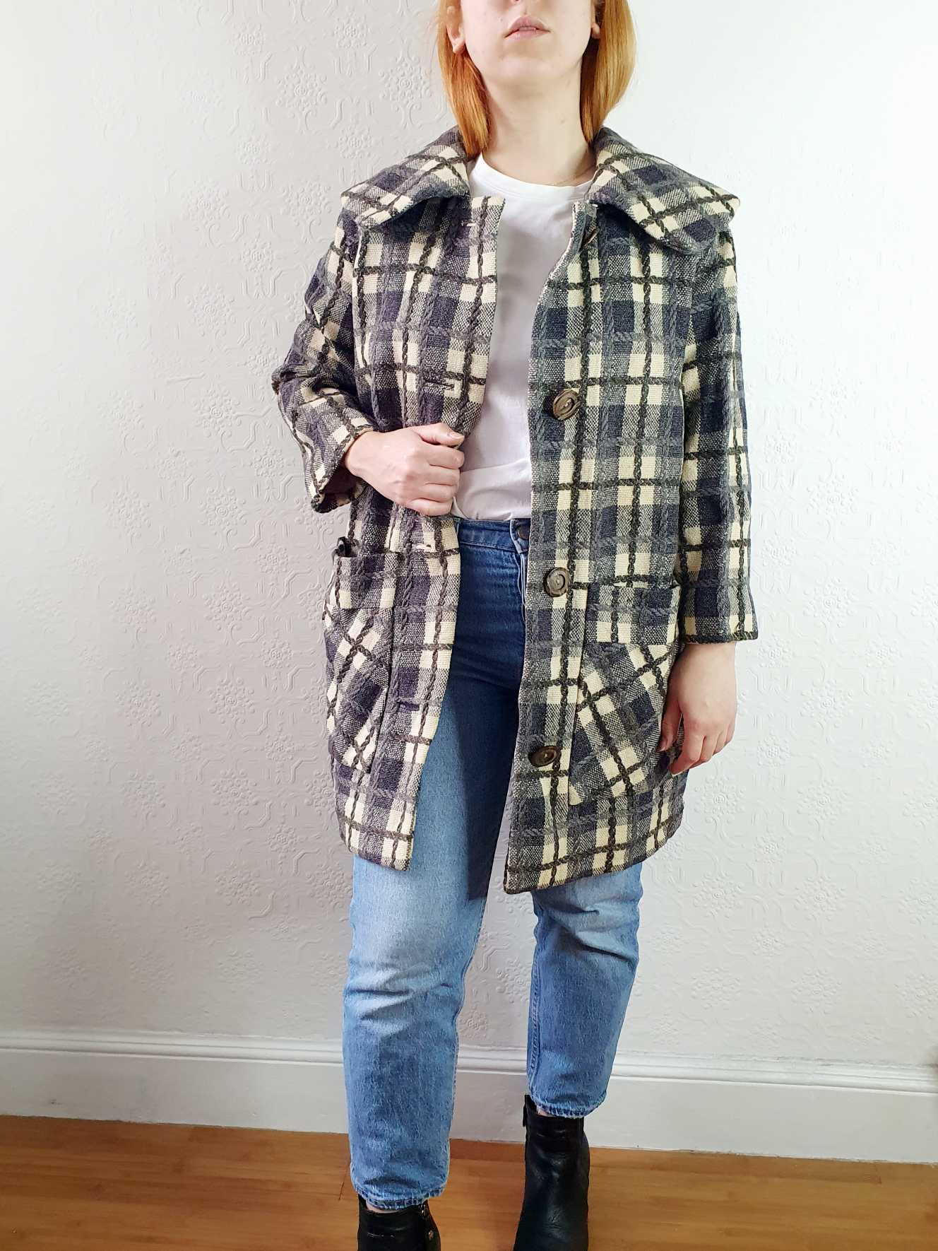 Vintage 70s Checked Wool Jacket - M - Image 11