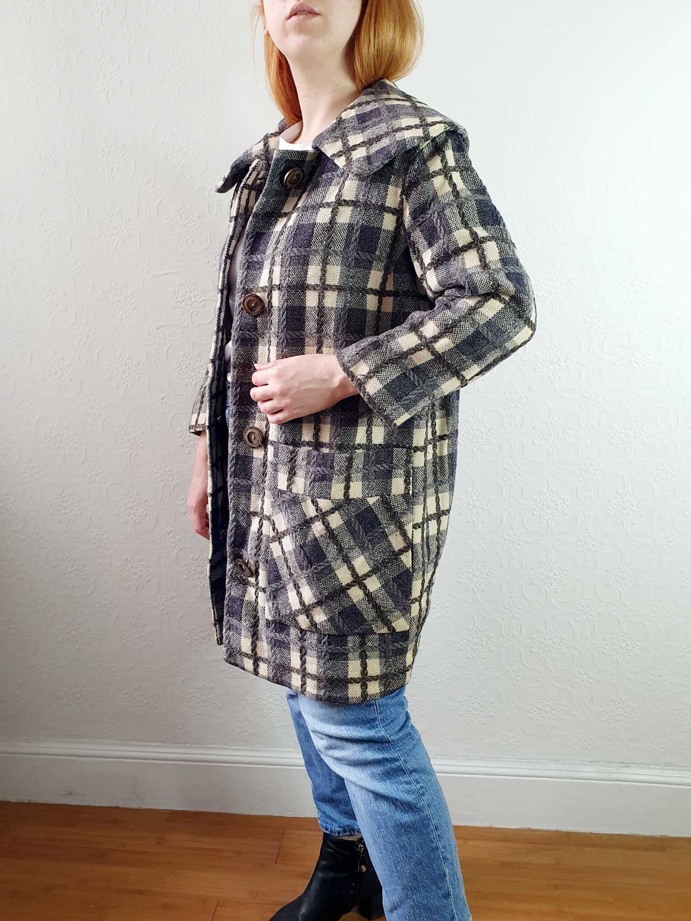 Vintage 70s Checked Wool Jacket - M - Image 12