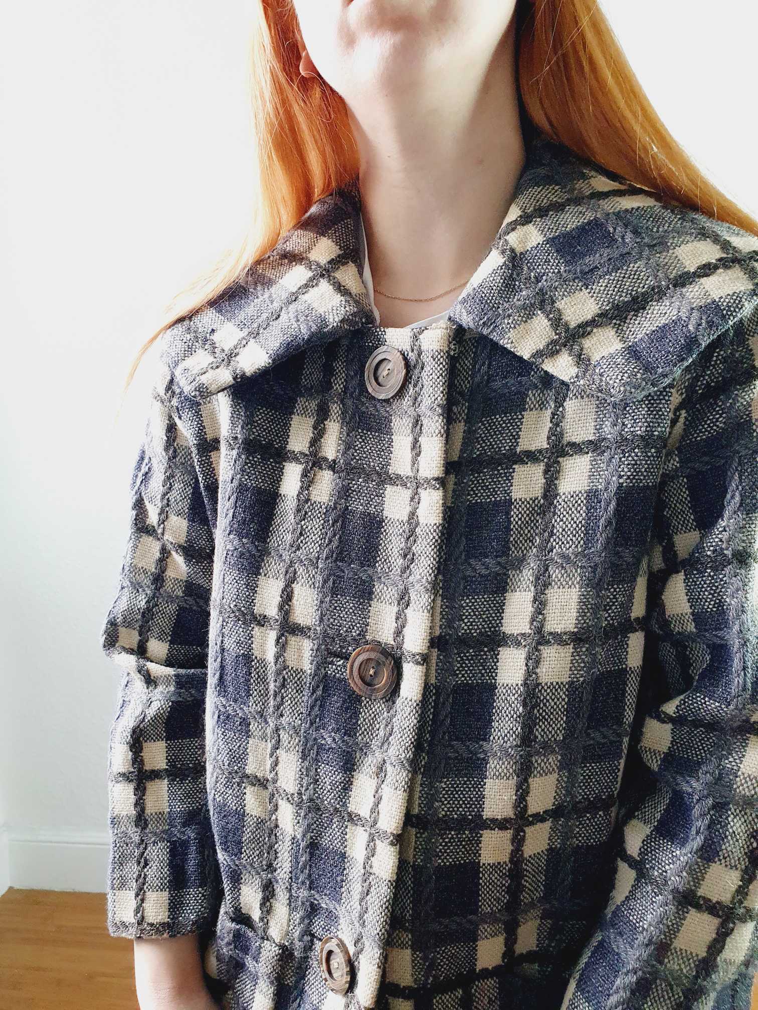 Vintage 70s Checked Wool Jacket - M - Image 4