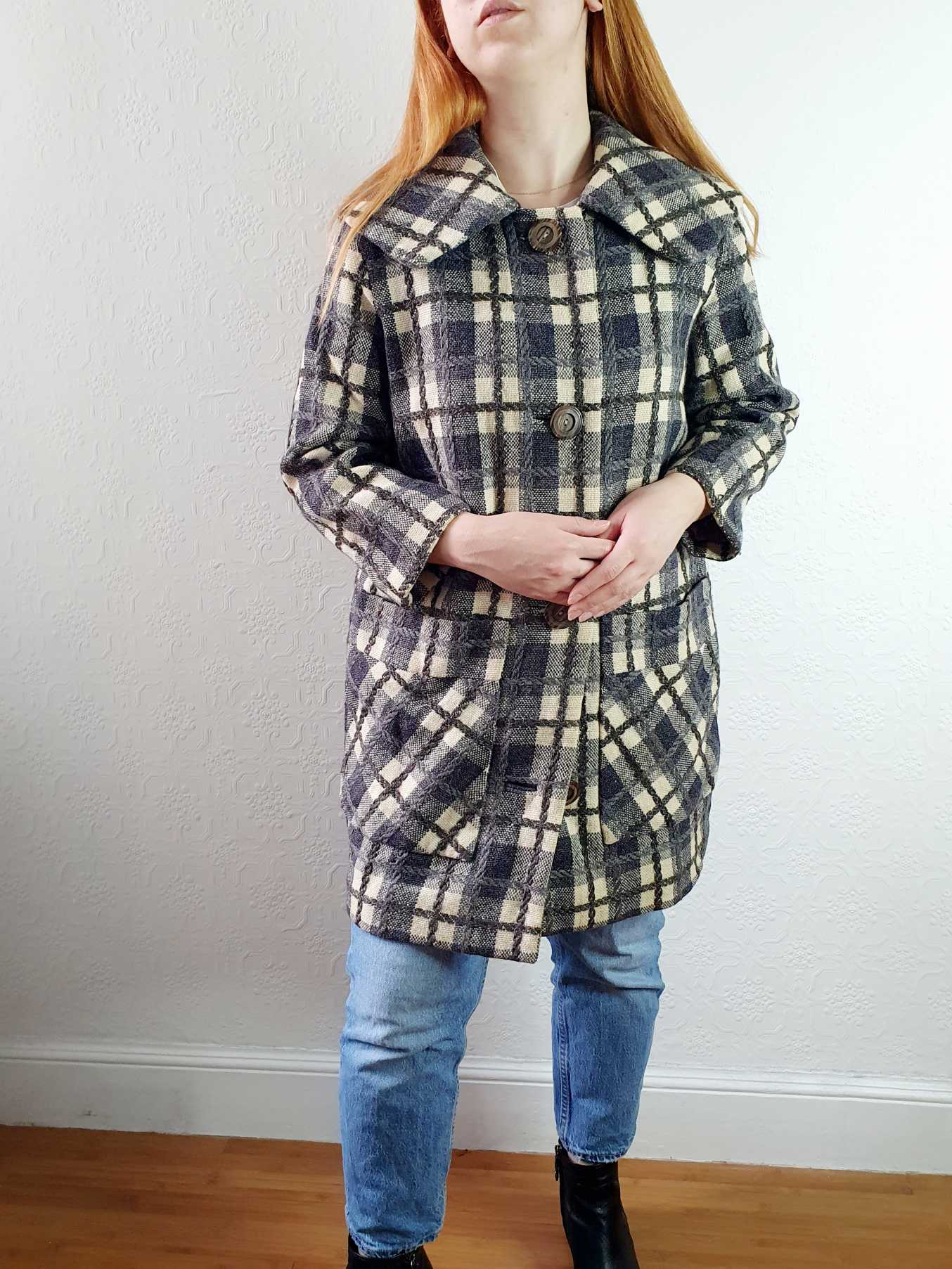 Vintage 70s Checked Wool Jacket - M - Image 5