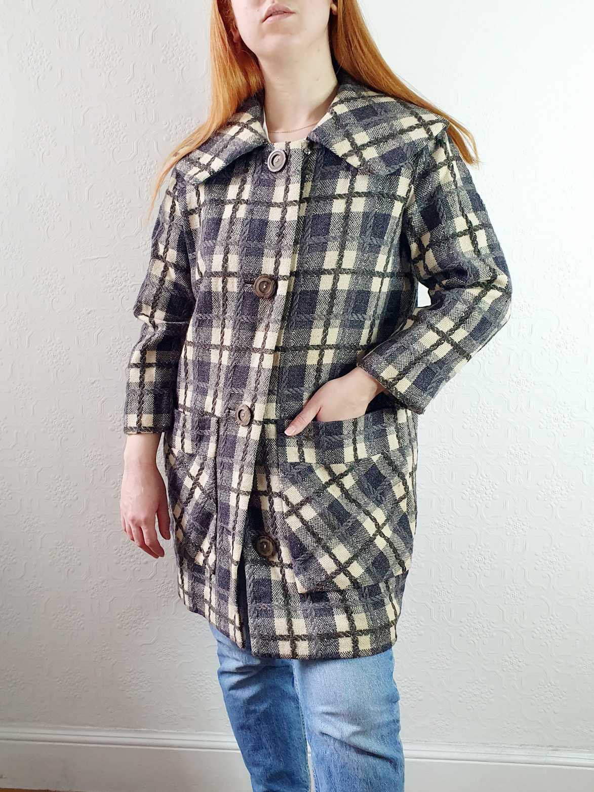 Vintage 70s Checked Wool Jacket - M - Image 6