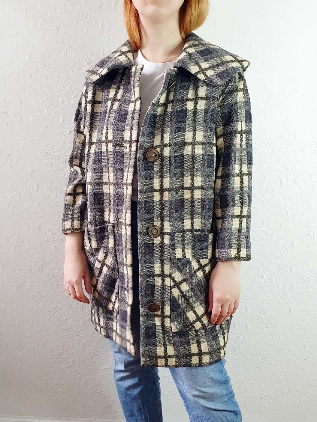 Vintage 70s Checked Wool Jacket - M - Image 9
