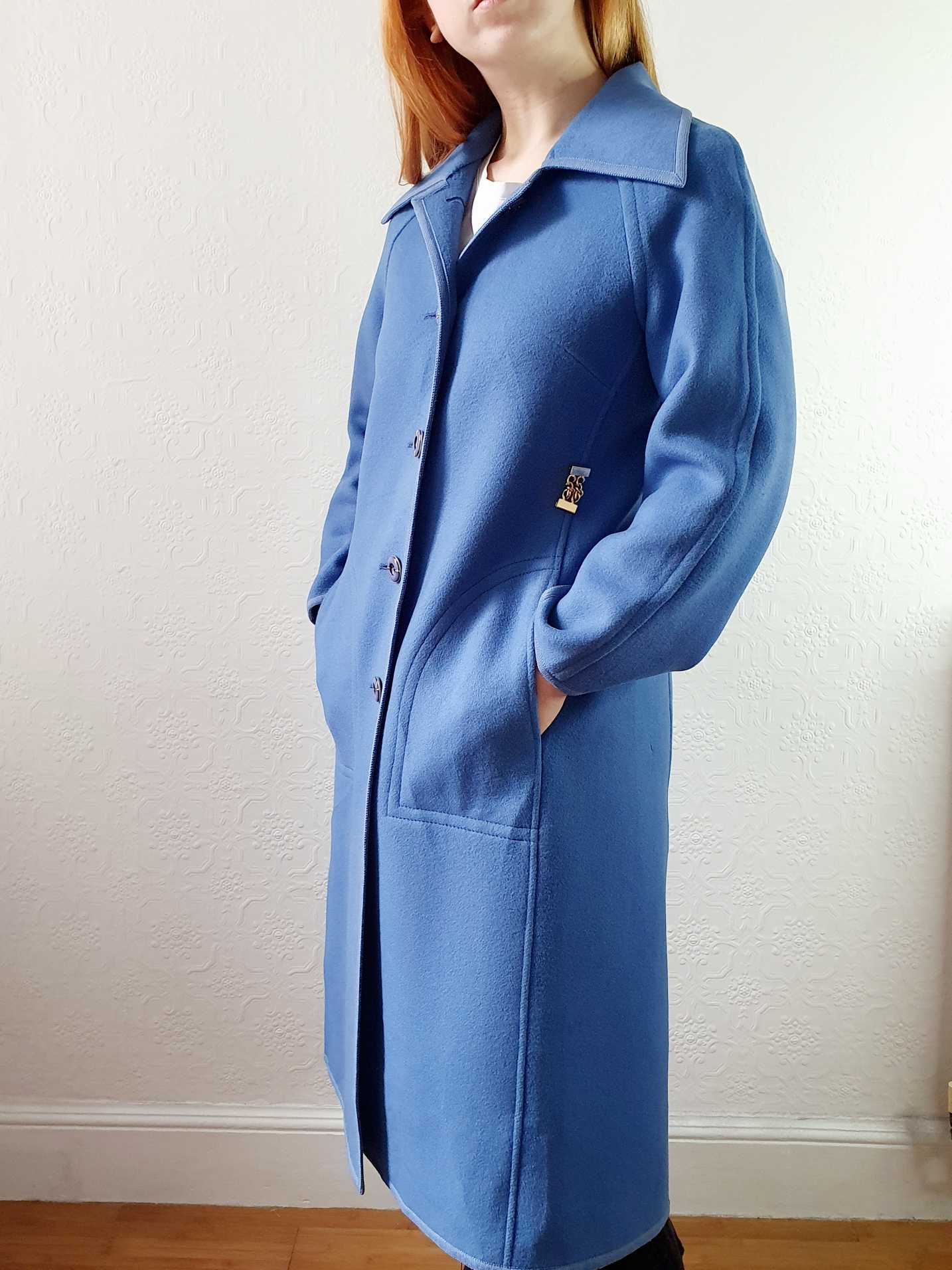 Vintage 70s Classic Cut Blue Wool Coat - XS/S - Image 4